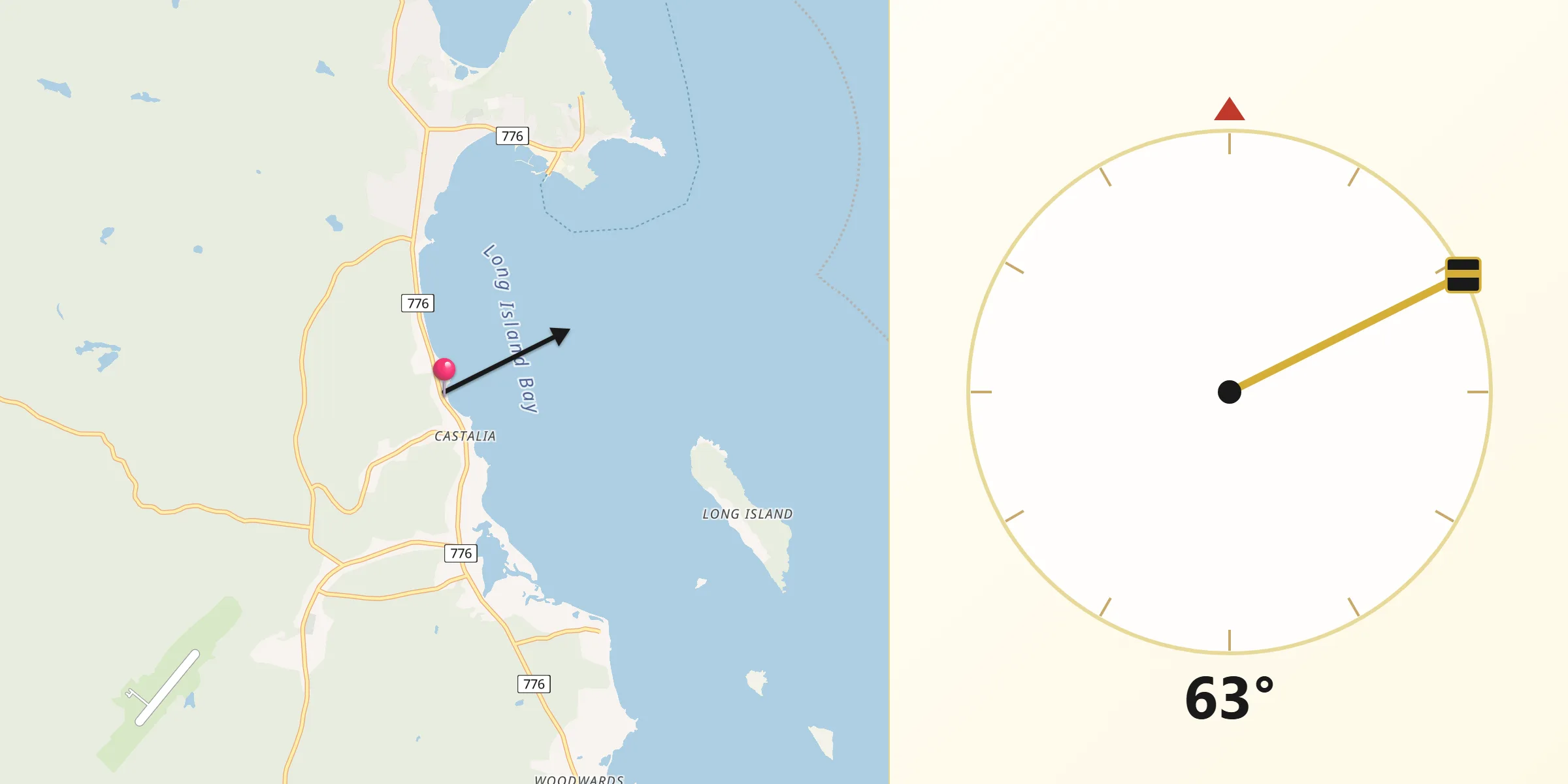 Qibla Direction from Fundy Bay