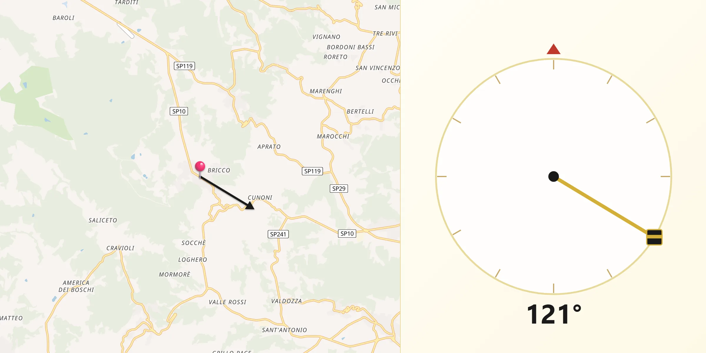 Direzione della Qibla da Villa