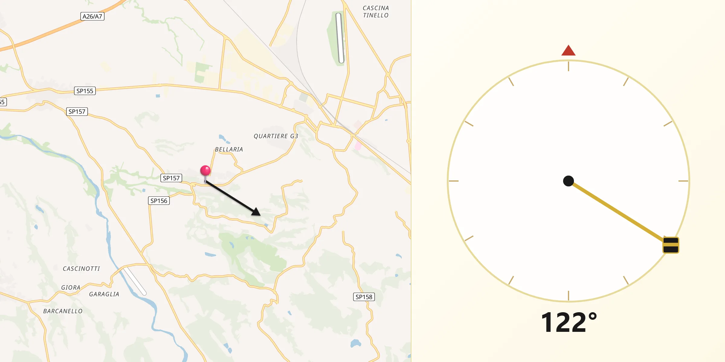 Direzione della Qibla da Pasturana