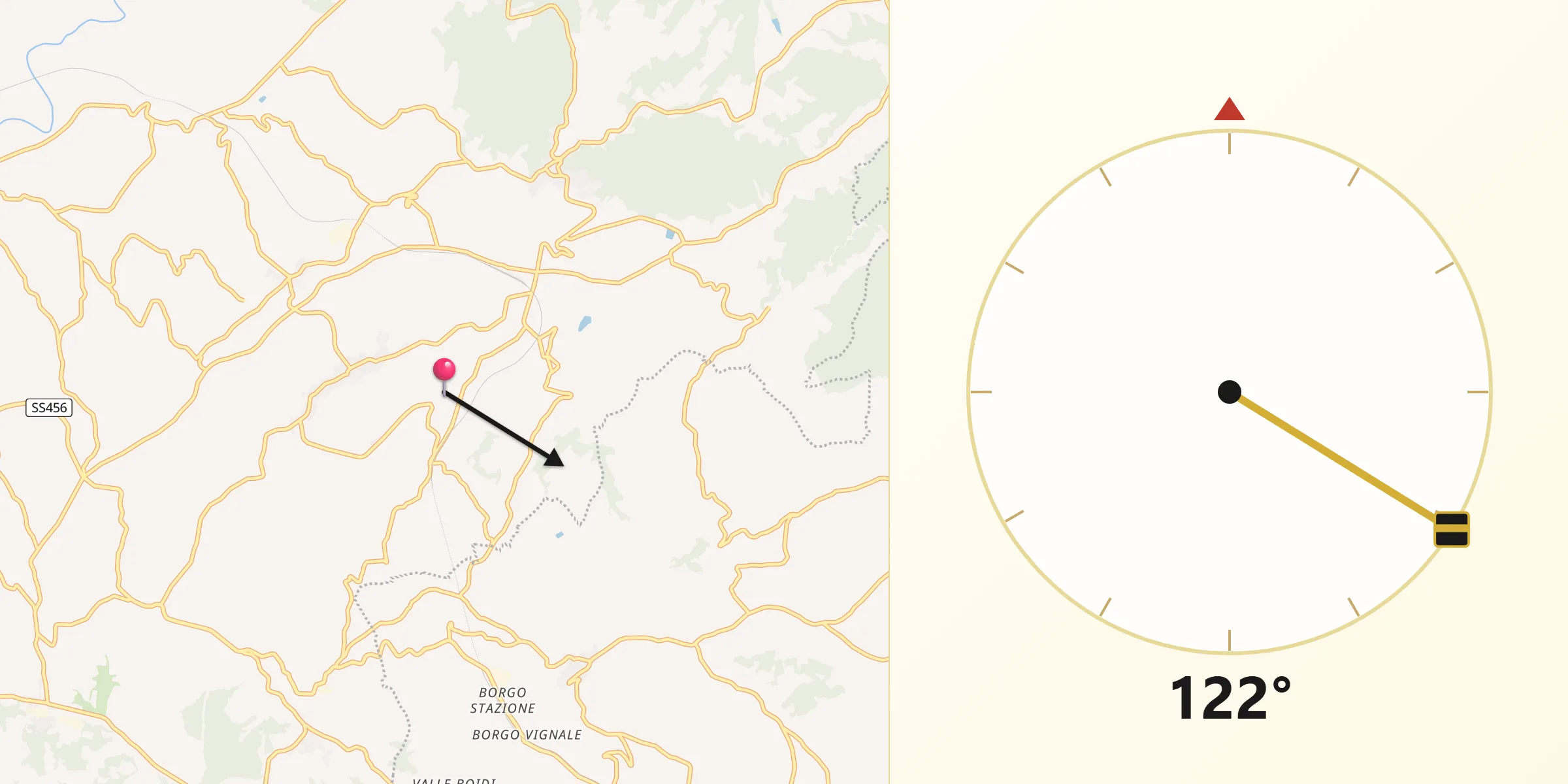 Direzione della Qibla da Castelletto Molina