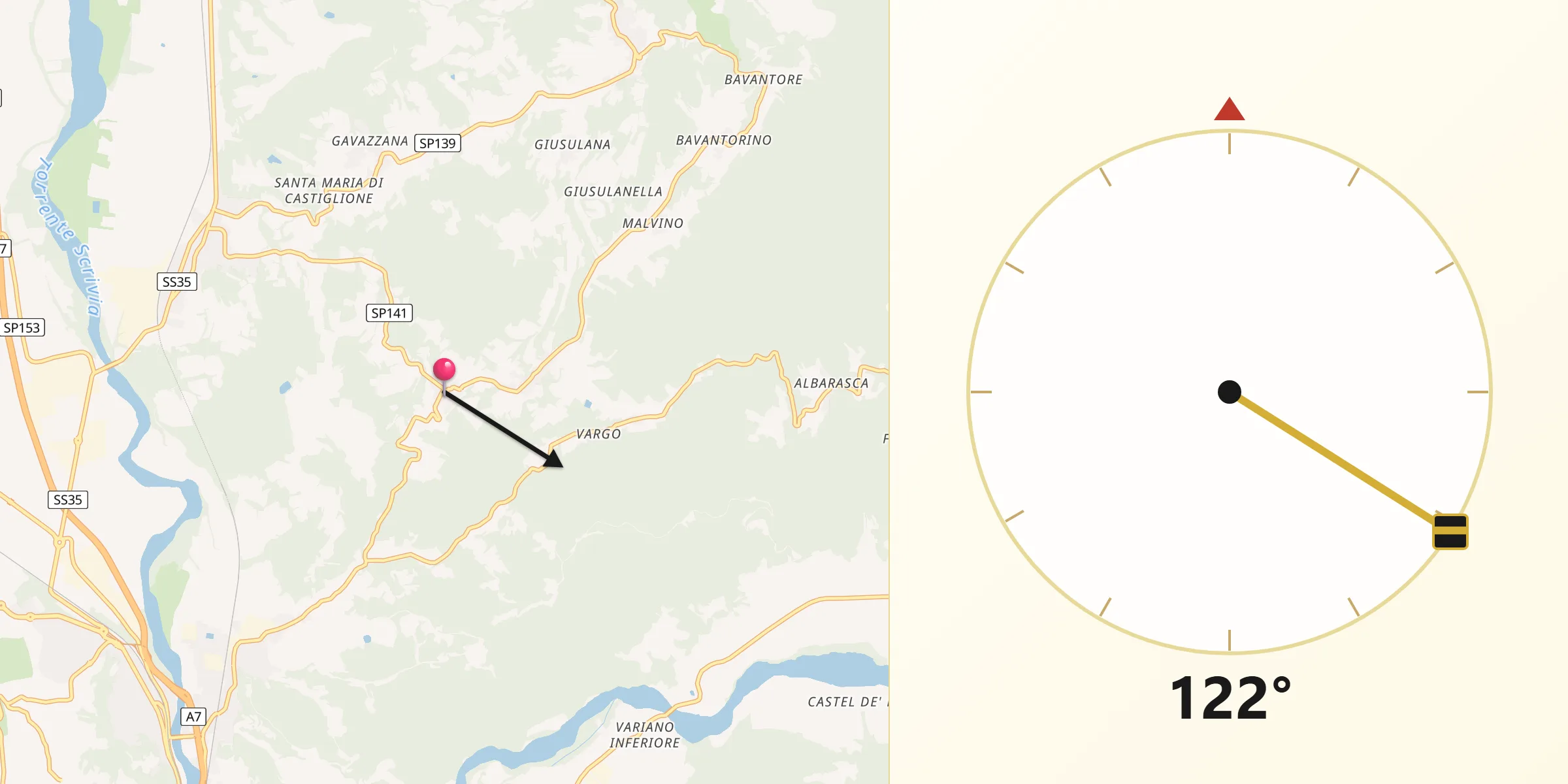 Direzione della Qibla da Sardigliano