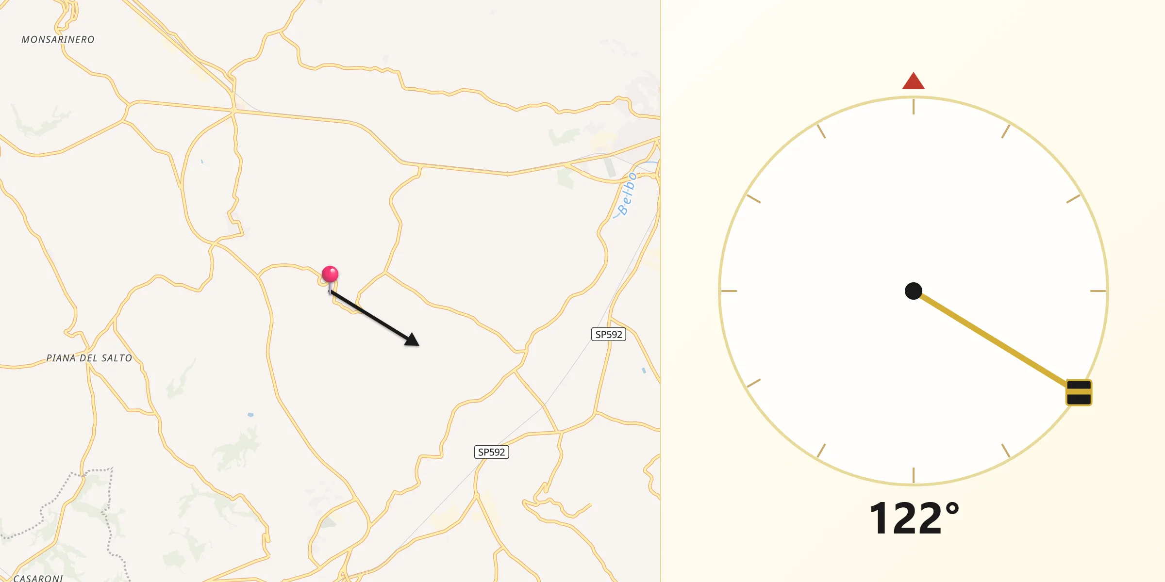 Direzione della Qibla da San Marzano Oliveto