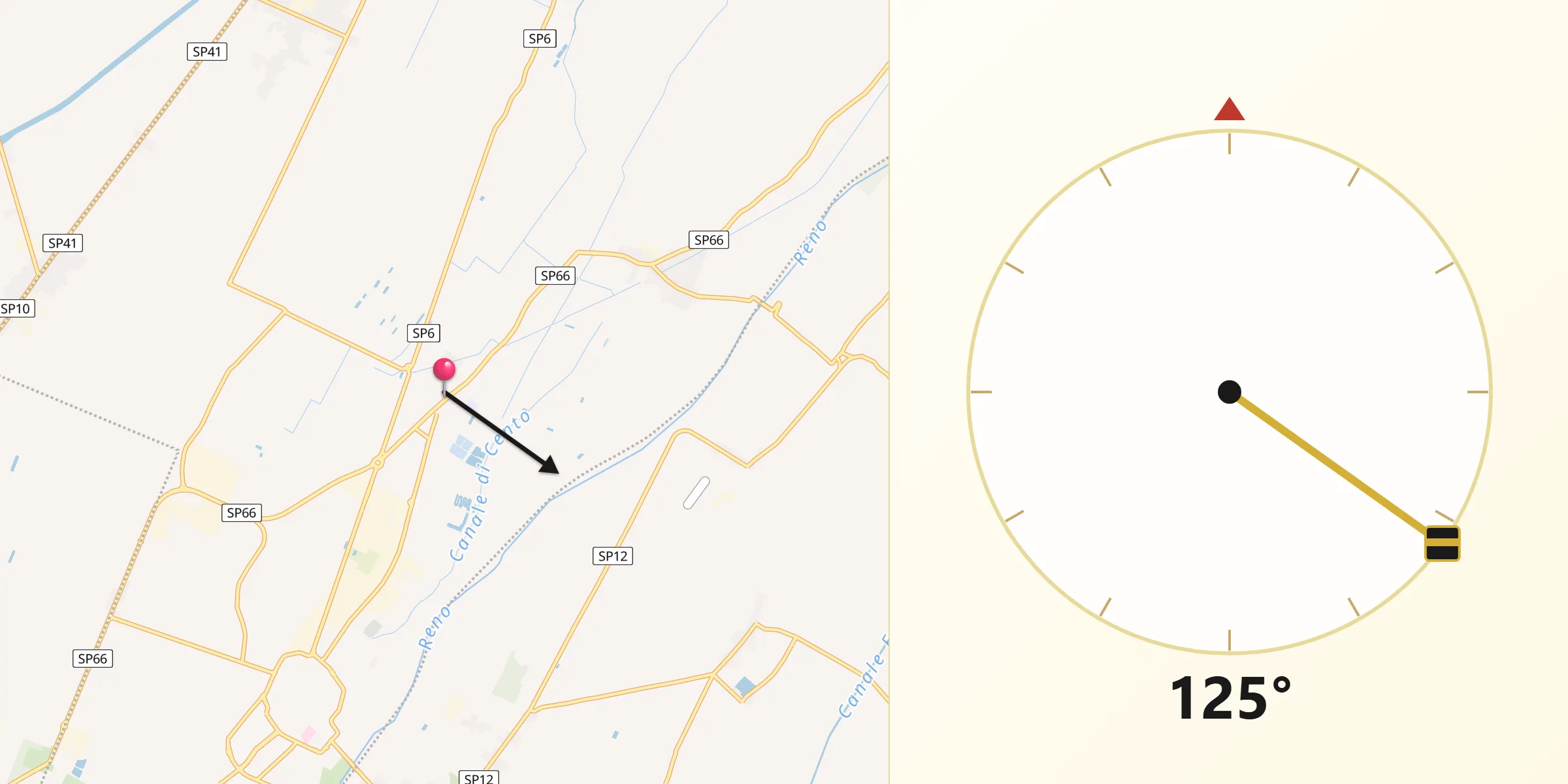 Direzione della Qibla da Corpo Reno