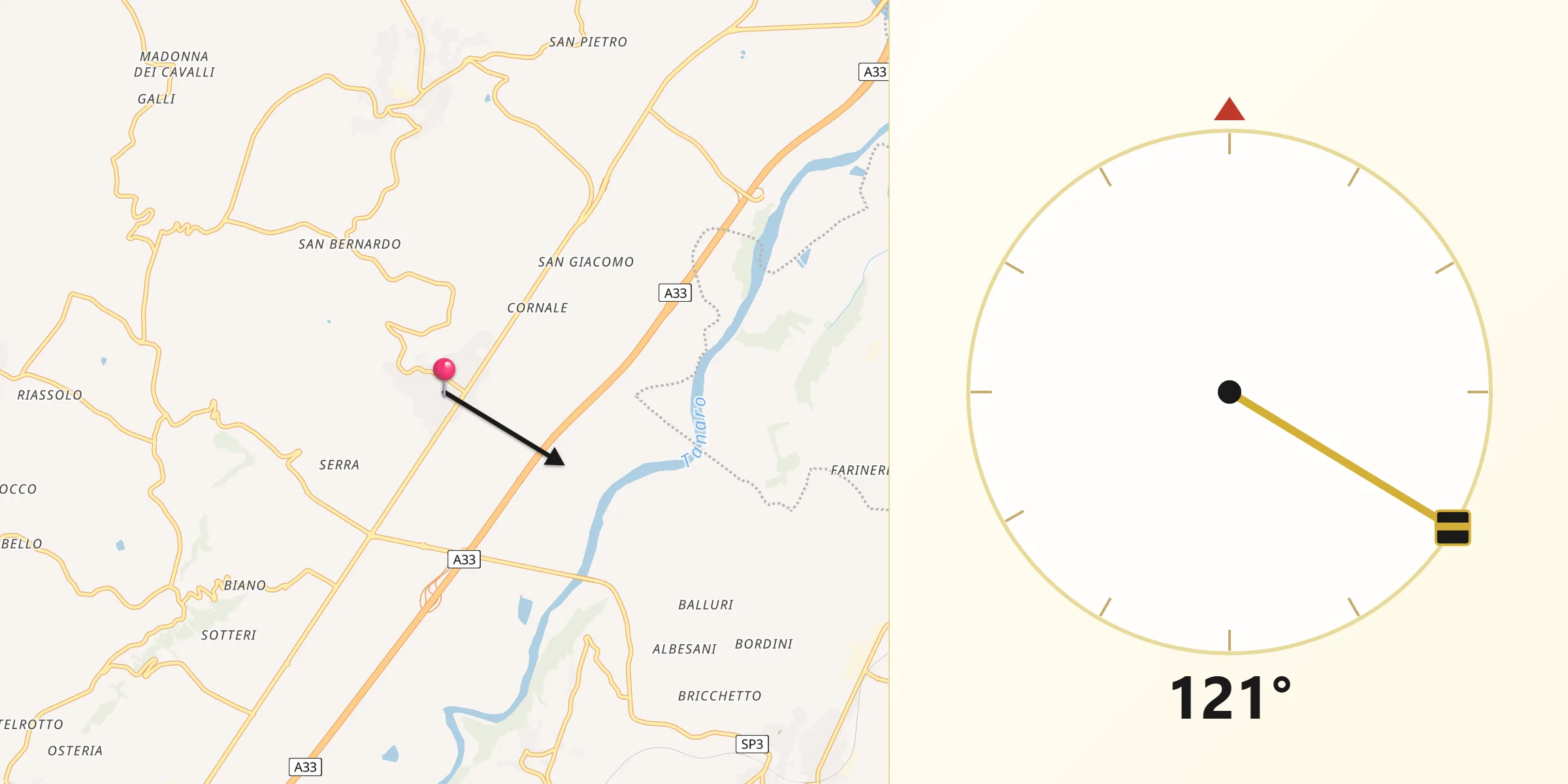 Direzione della Qibla da Sant'Antonio