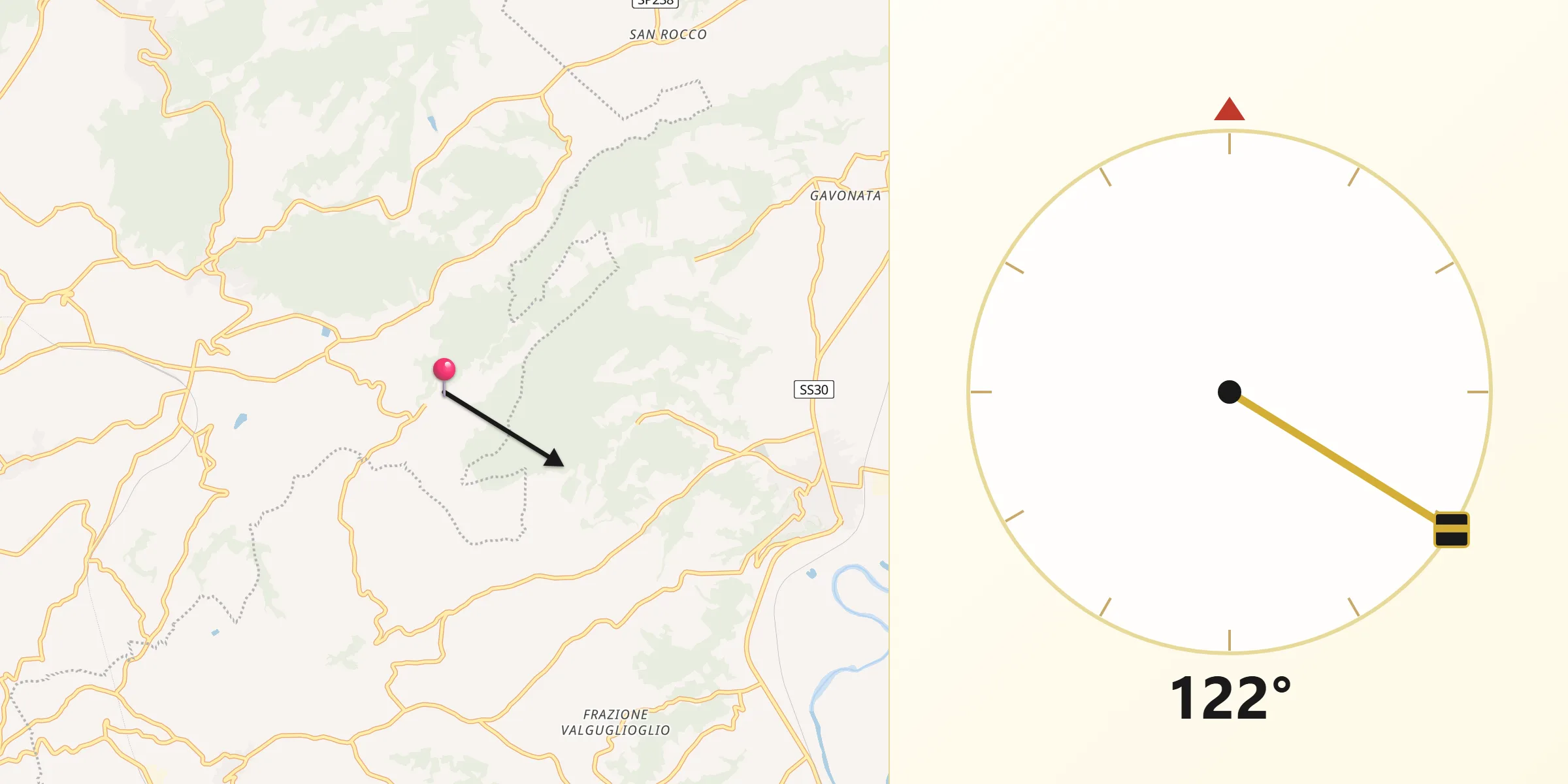Direzione della Qibla da Maranzana
