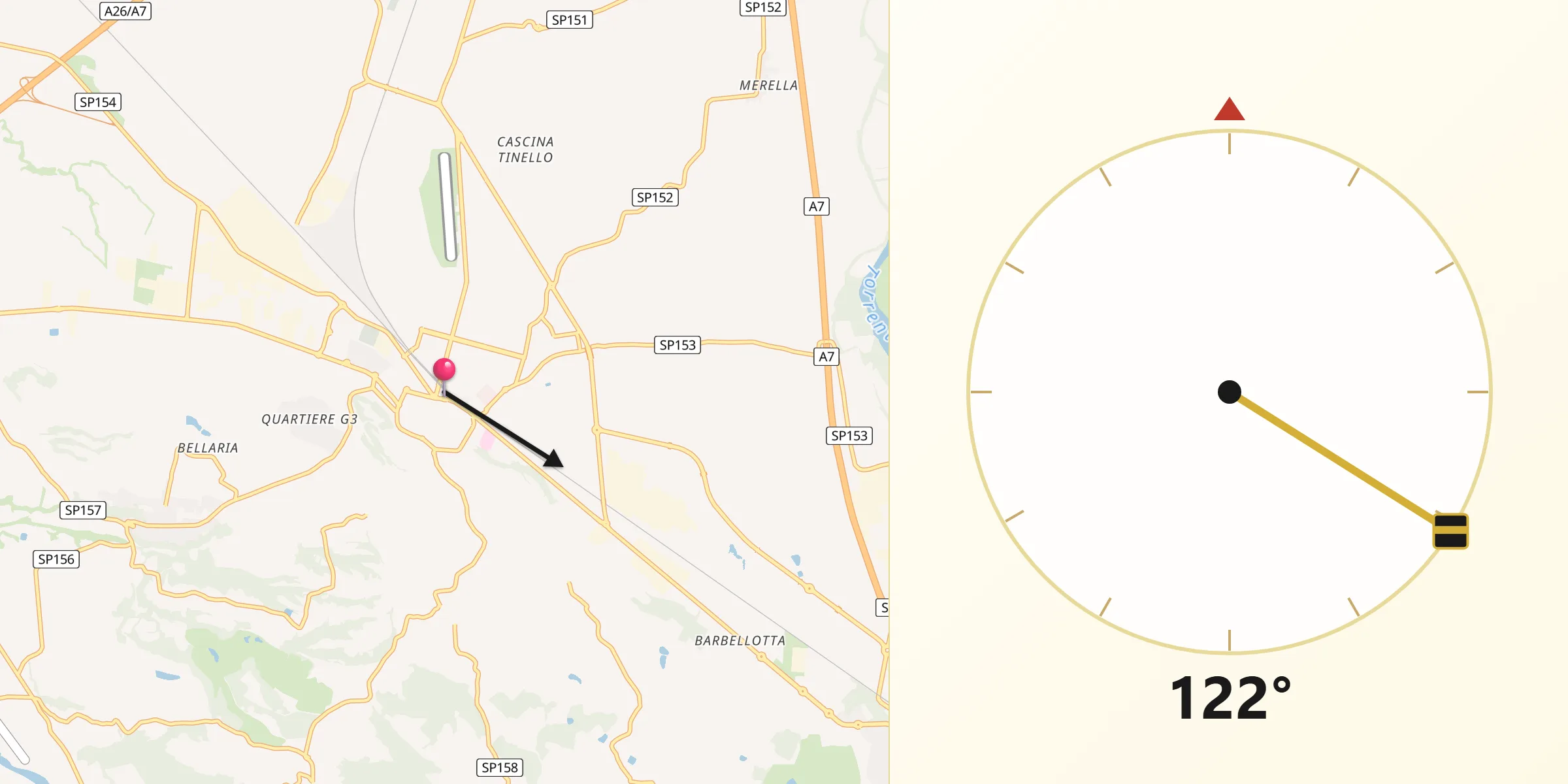 Direzione della Qibla da Novi Ligure