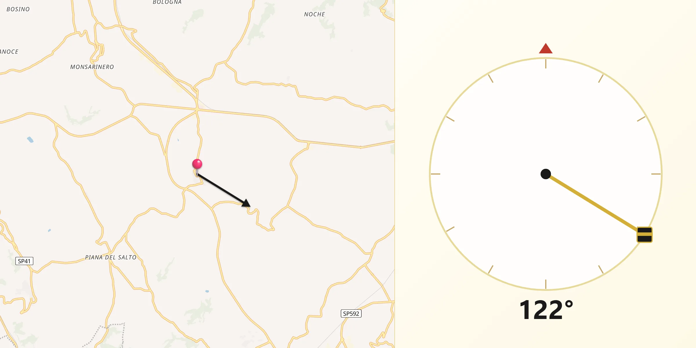 Direzione della Qibla da Moasca