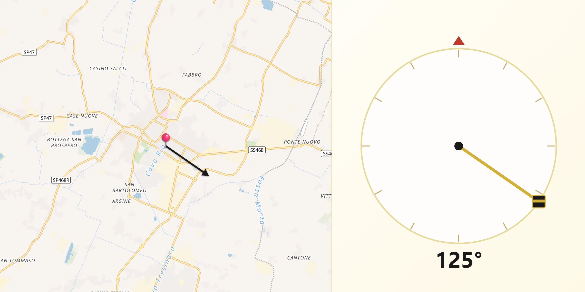Direzione della Qibla da Correggio