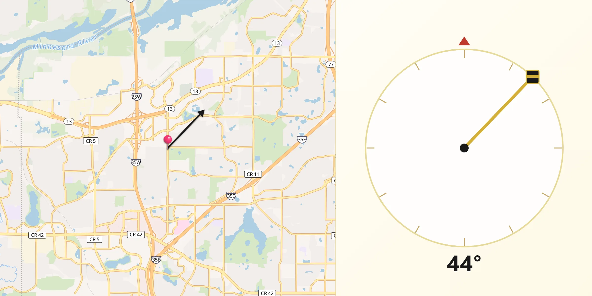 Qibla Direction from Burnsville