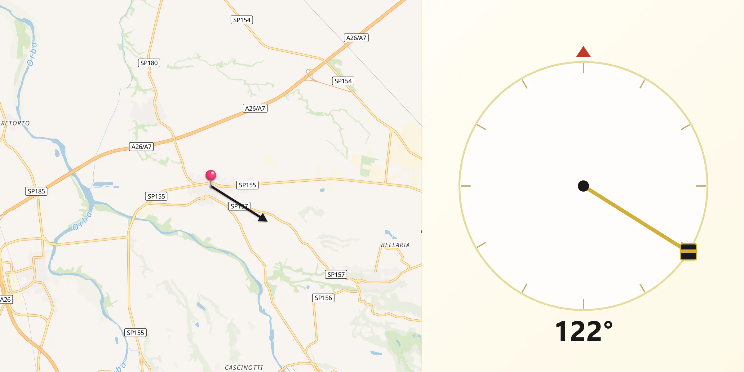 Direzione della Qibla da Basaluzzo