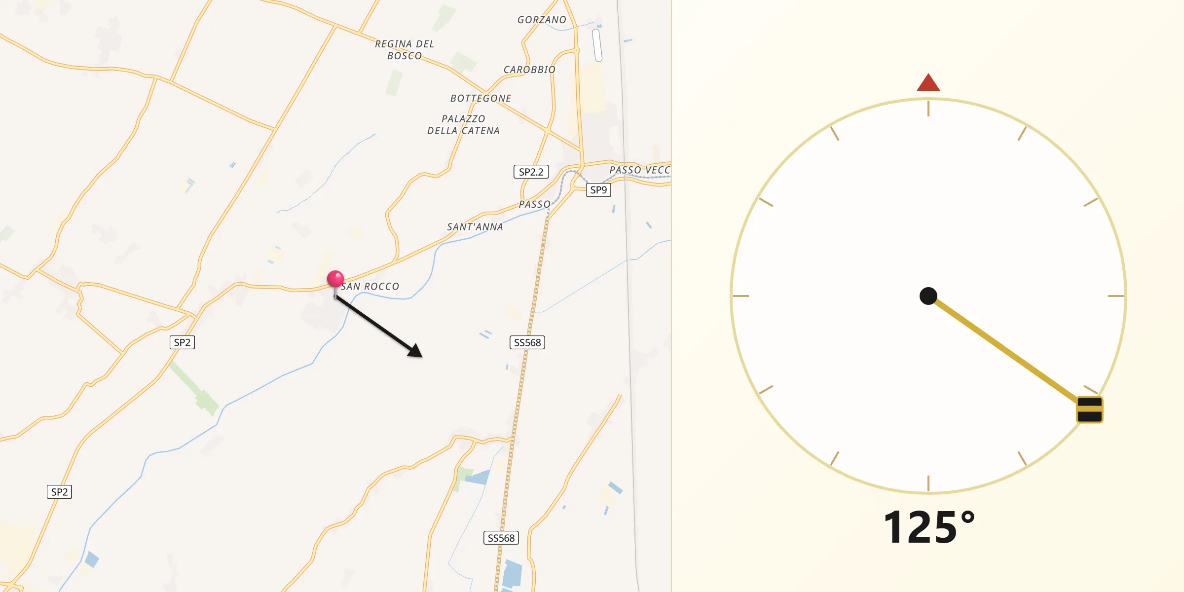 Direzione della Qibla da Solara