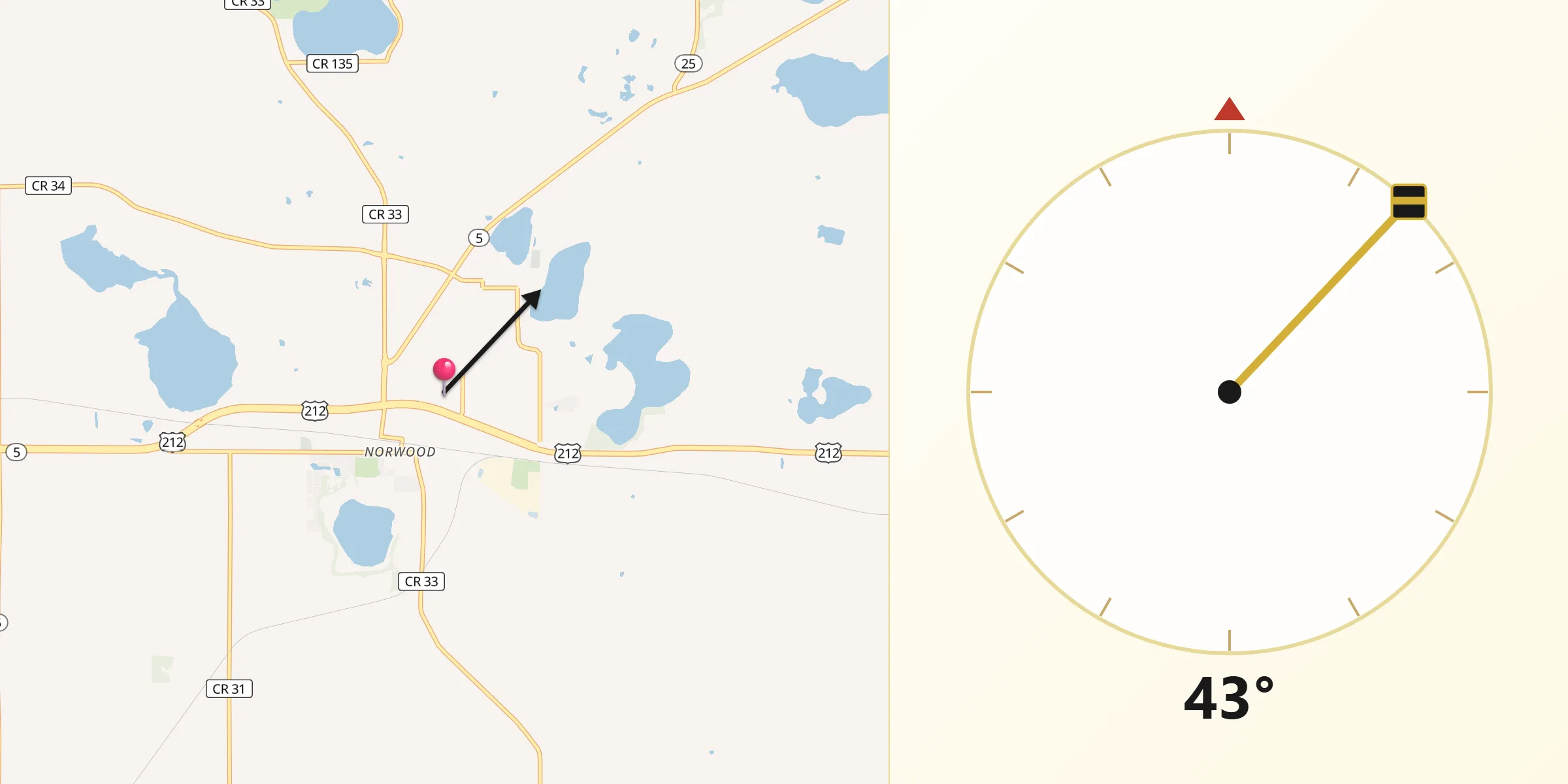 Qibla Direction from Norwood Young America