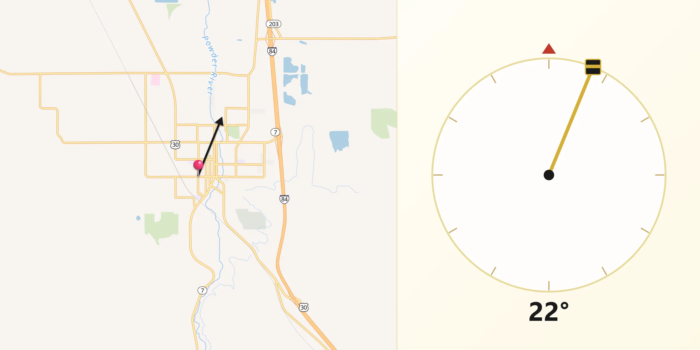 Qibla Direction from Baker City