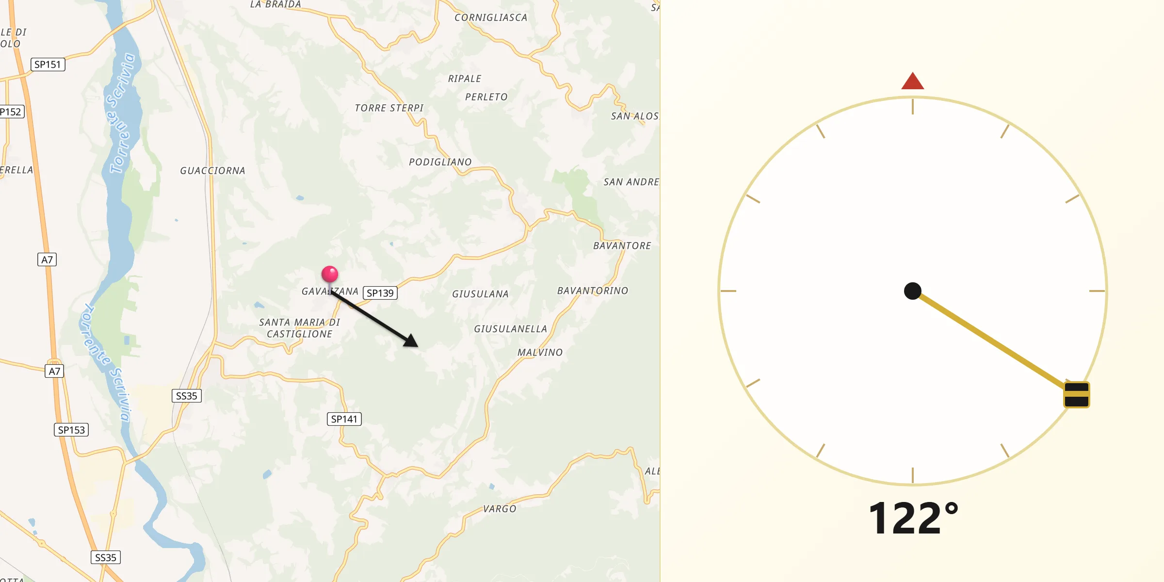 Direzione della Qibla da Gavazzana