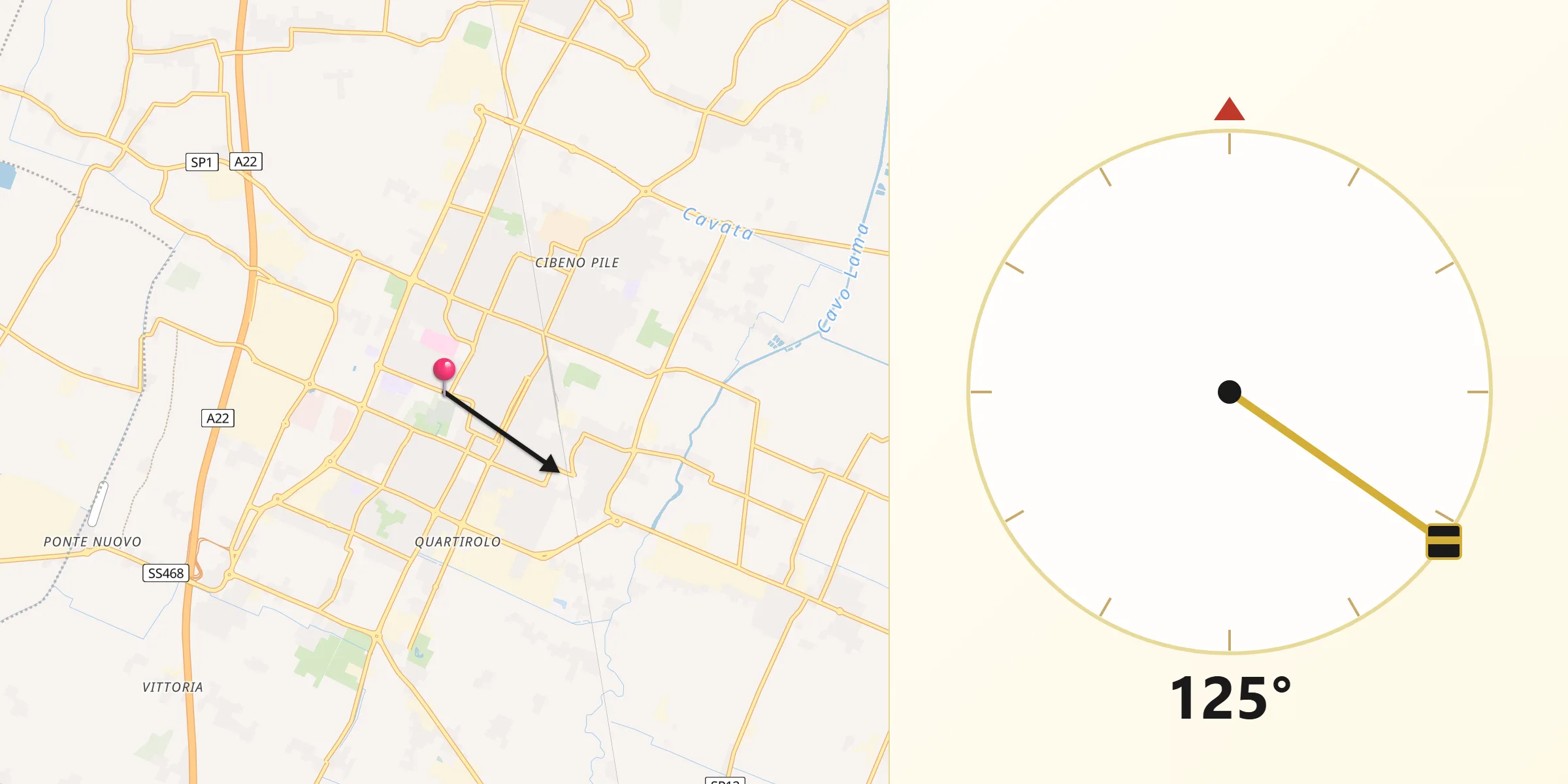 Direzione della Qibla da Carpi