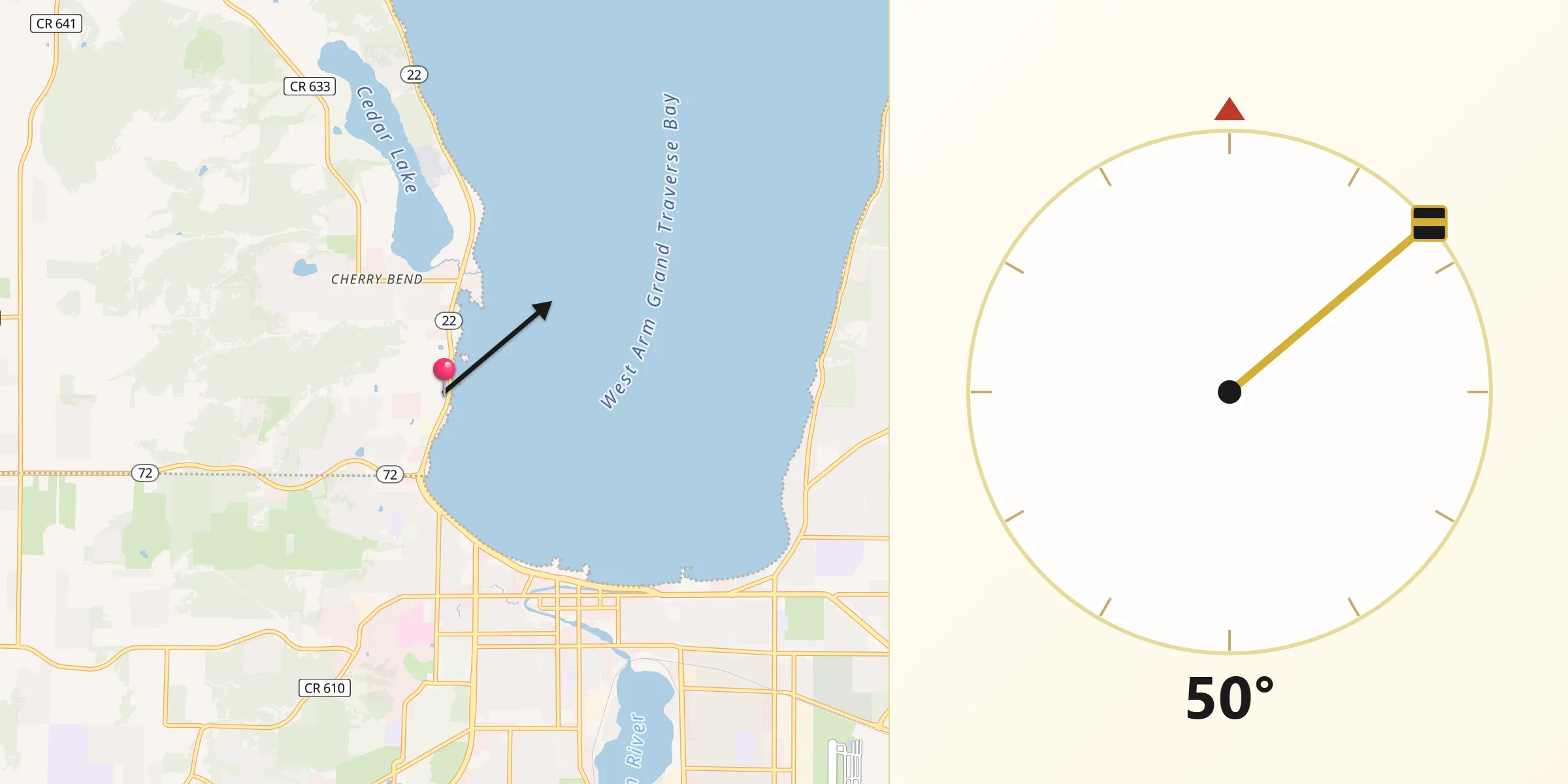 Qibla Direction from Greilickville