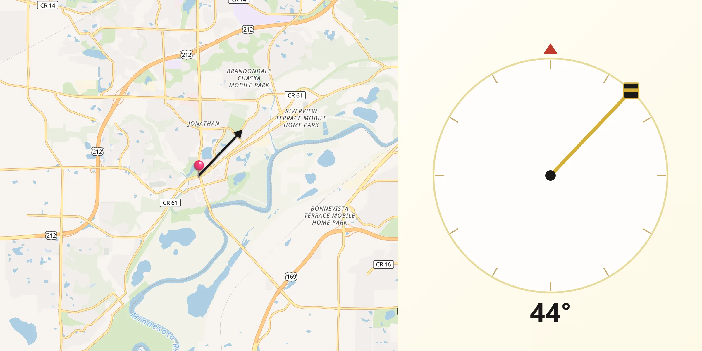 Qibla Direction from Chaska