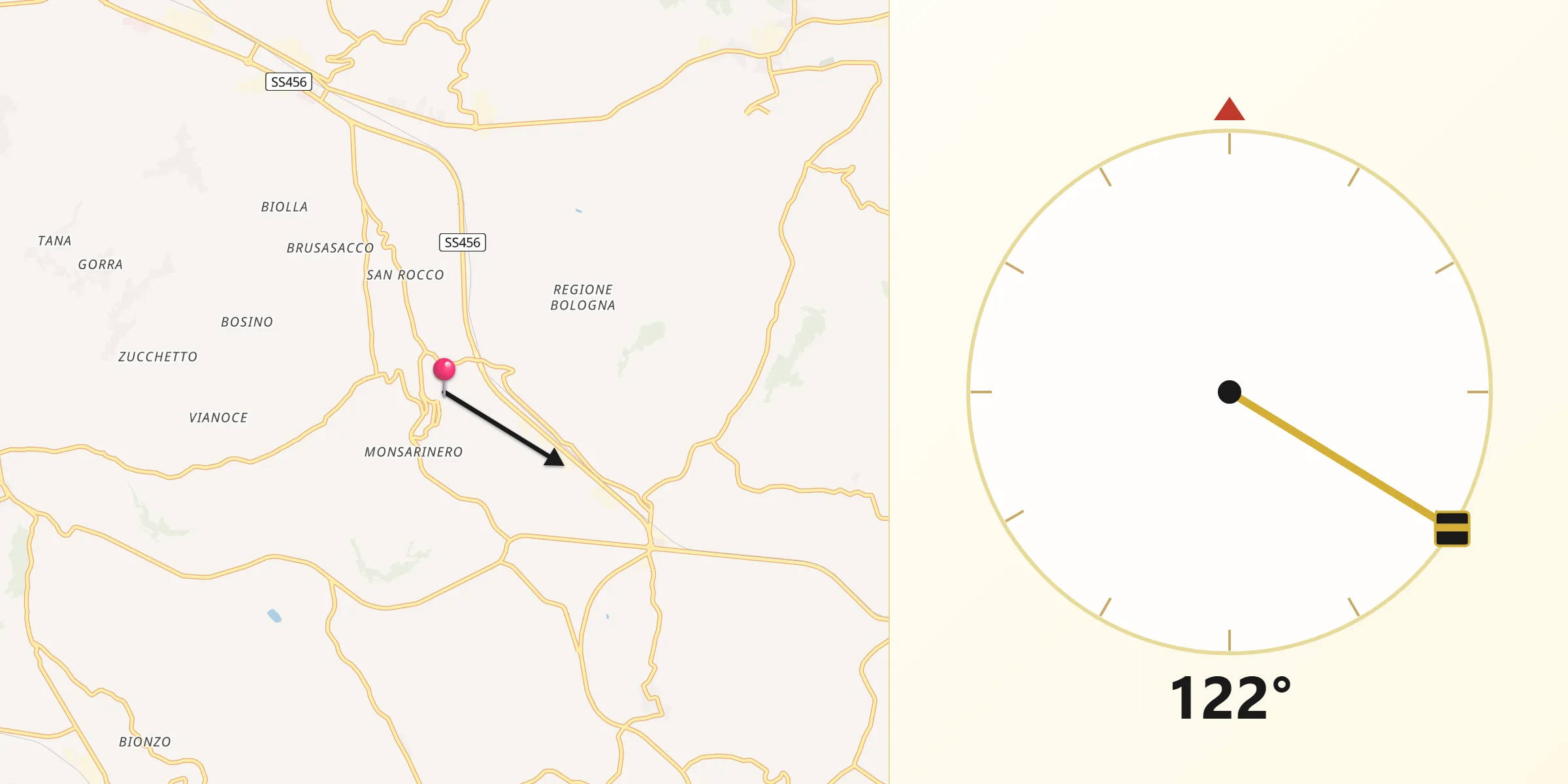 Direzione della Qibla da Agliano