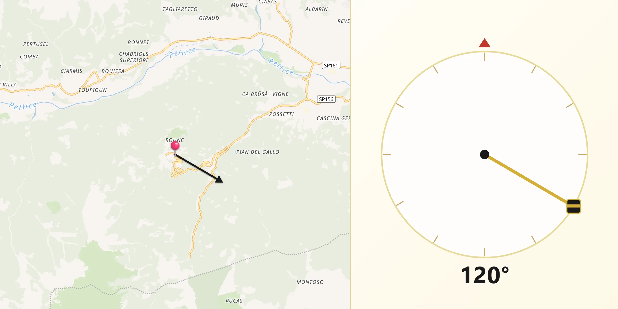 Direzione della Qibla da Rorà