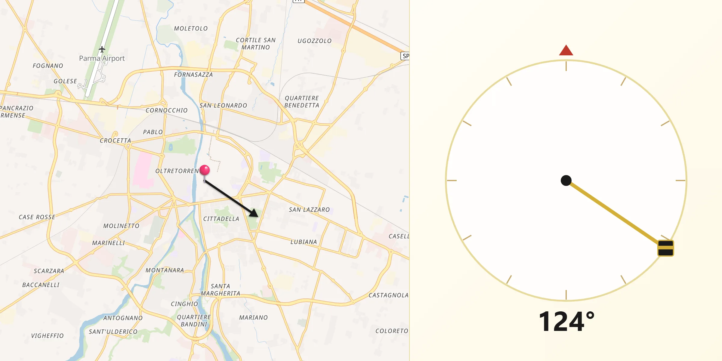 Direzione della Qibla da Parma