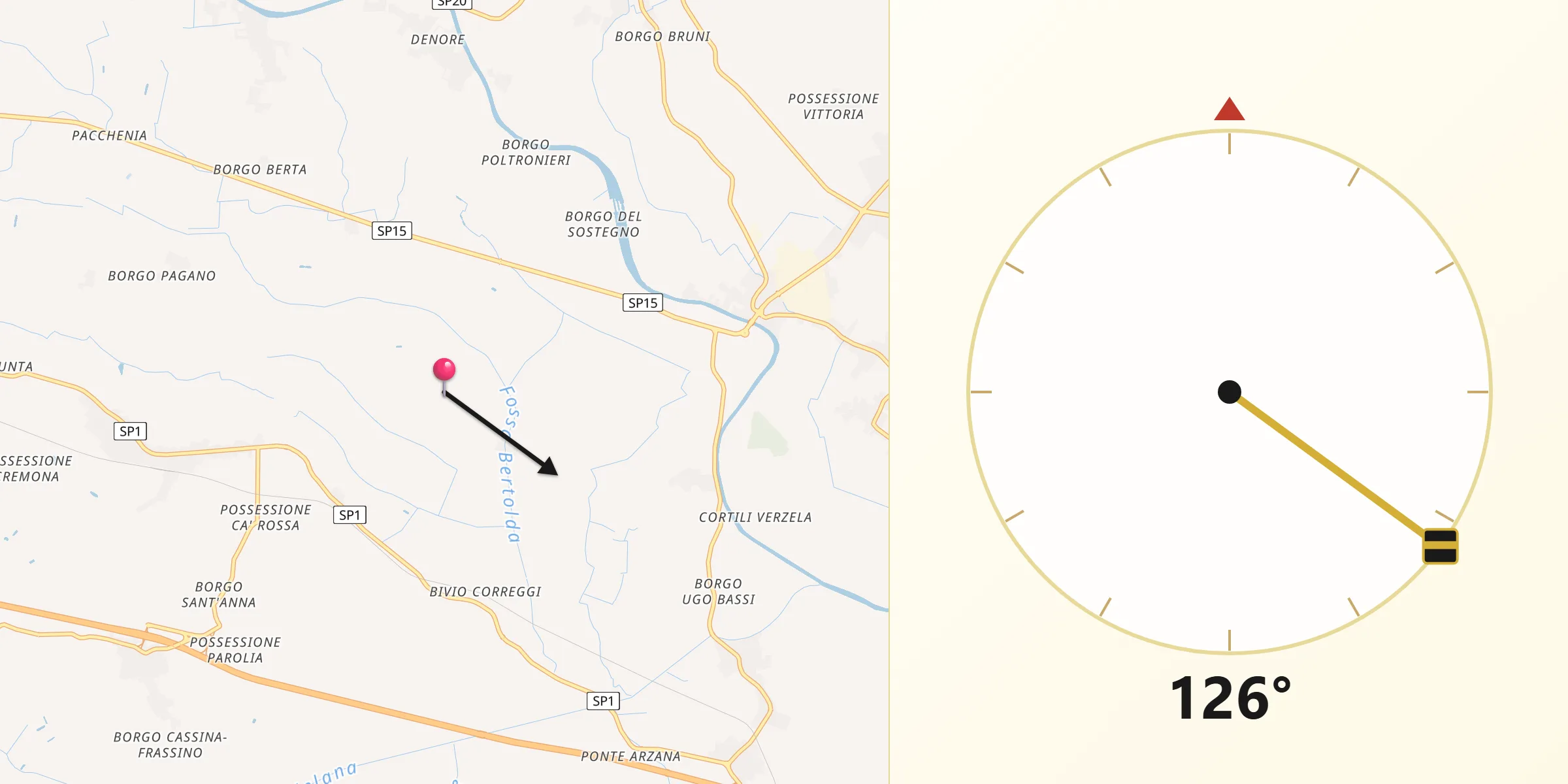 Direzione della Qibla da Provincia di Ferrara