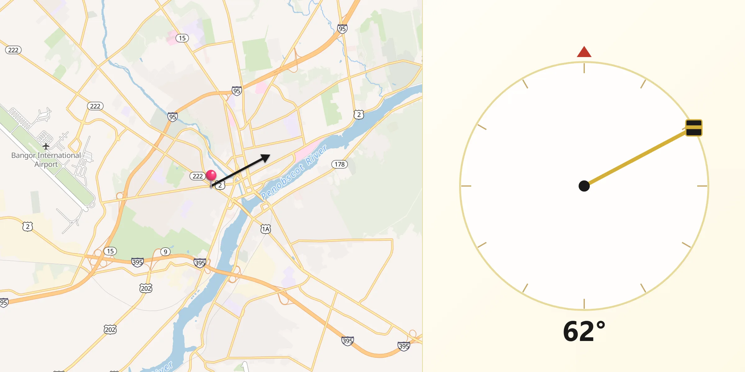 Qibla Direction from Bangor