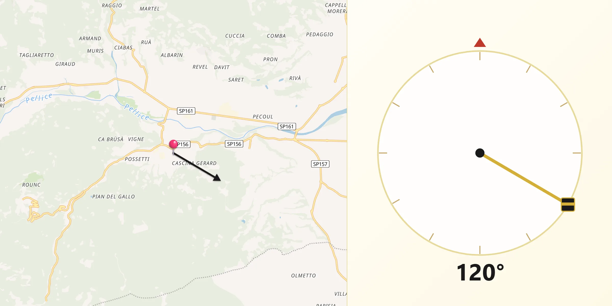 Direzione della Qibla da Lusernetta