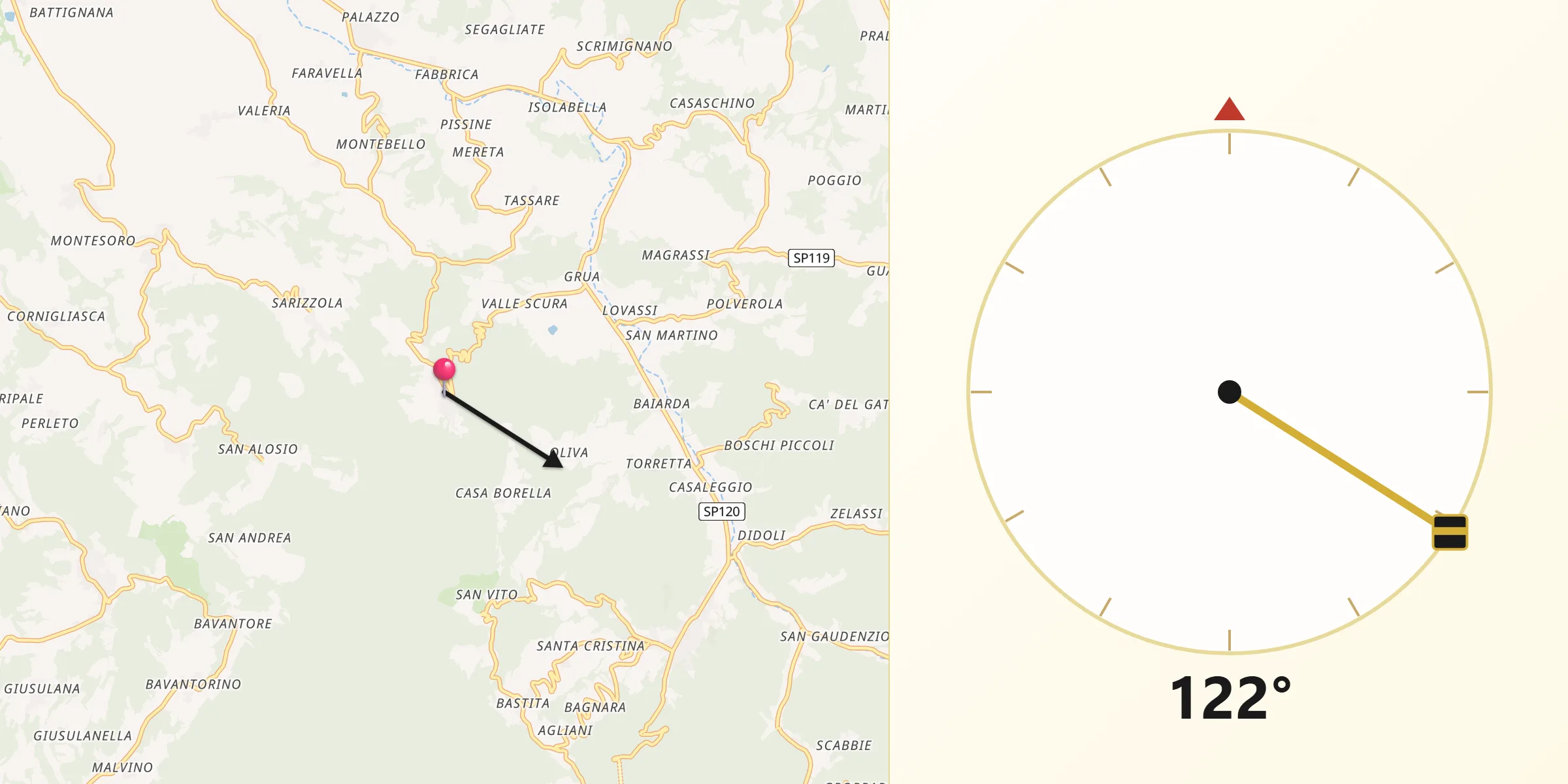 Direzione della Qibla da Avolasca