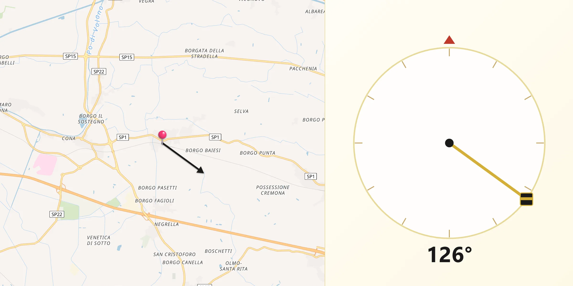 Direzione della Qibla da Quartesana