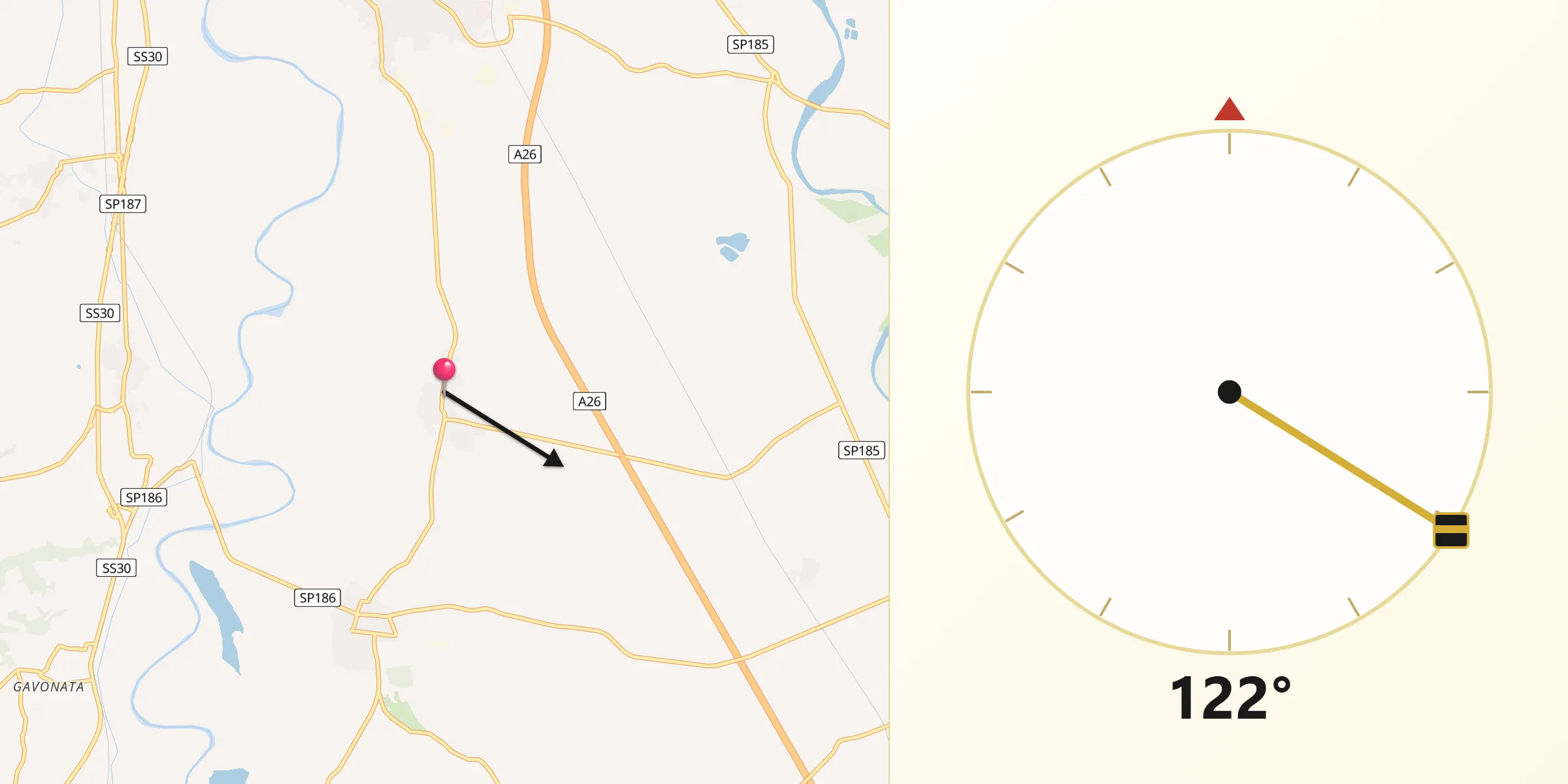 Direzione della Qibla da Castelspina
