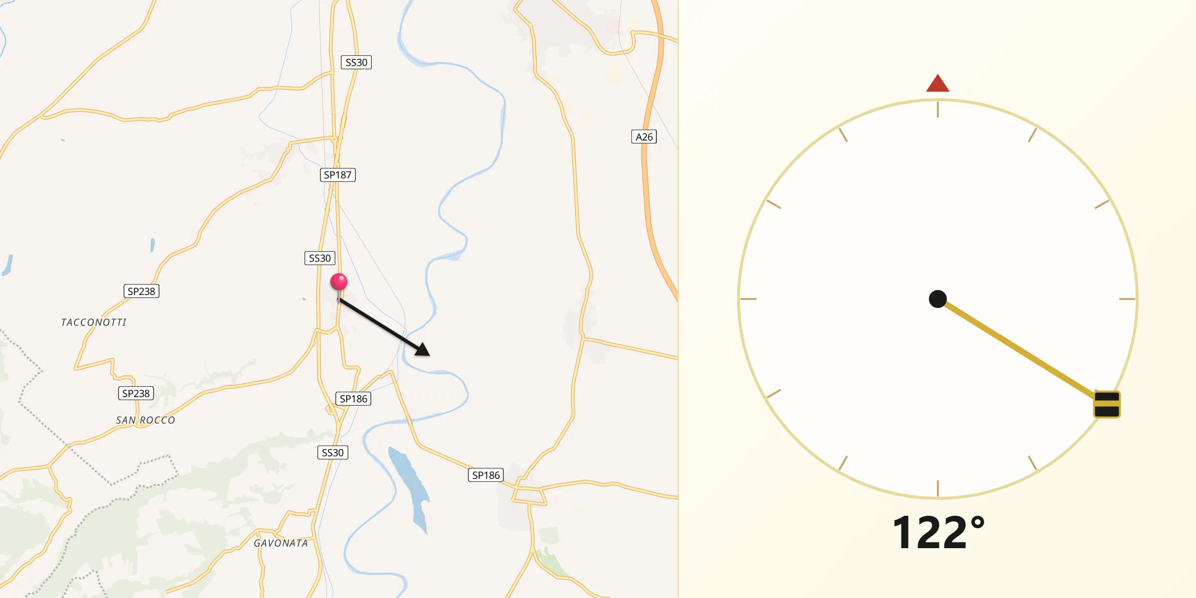 Direzione della Qibla da Gamalero