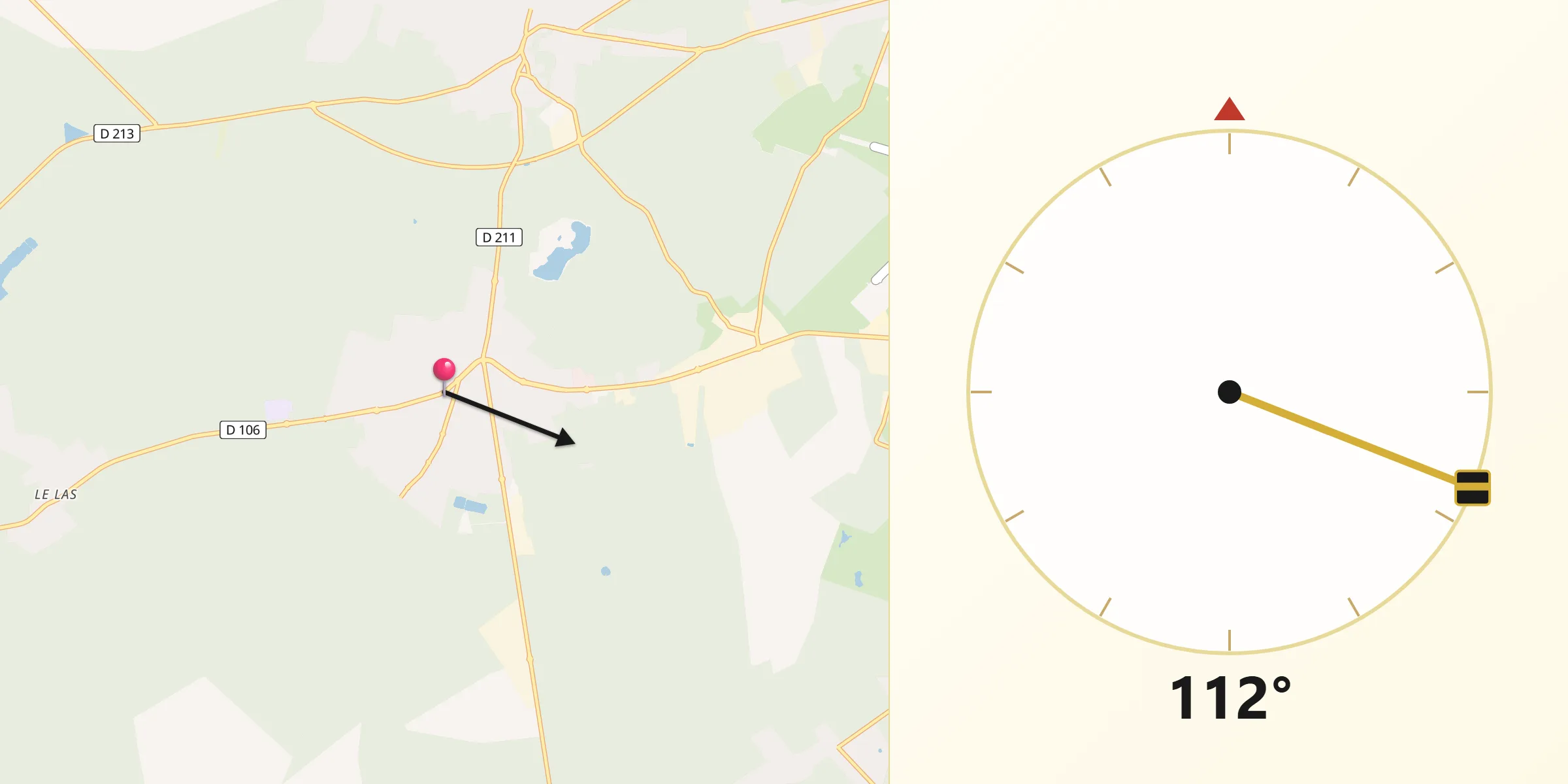 Direction vers la Qibla depuis Saint-Jean-d’Illac