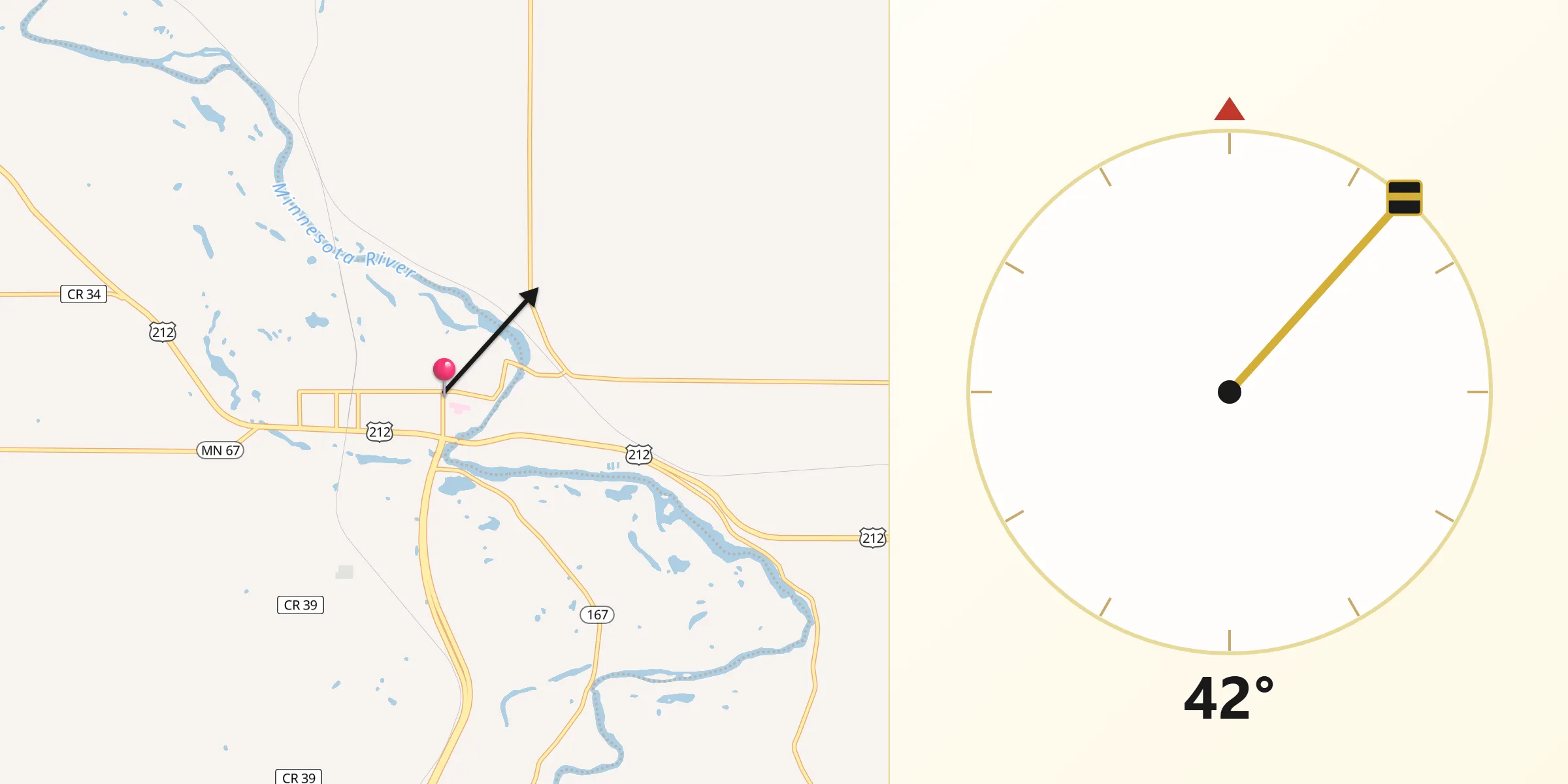 Qibla Direction from Granite Falls