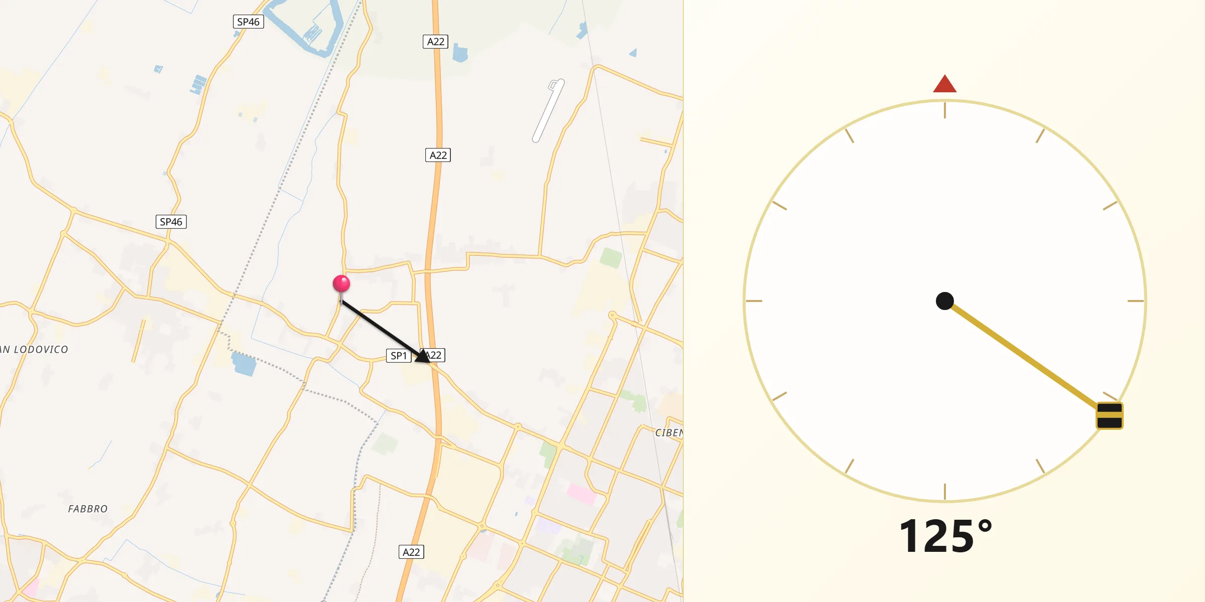 Direzione della Qibla da Migliarina