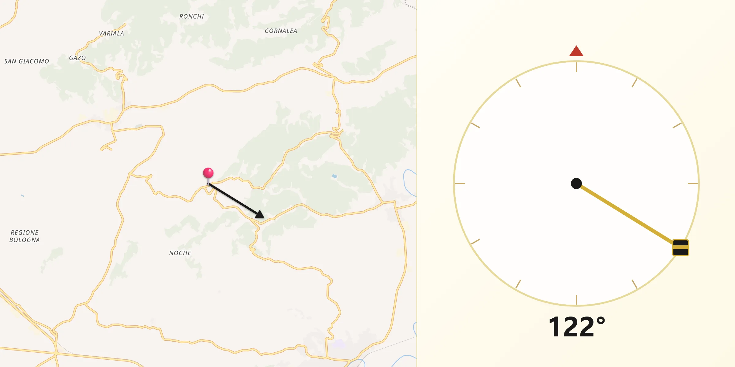 Direzione della Qibla da Vinchio