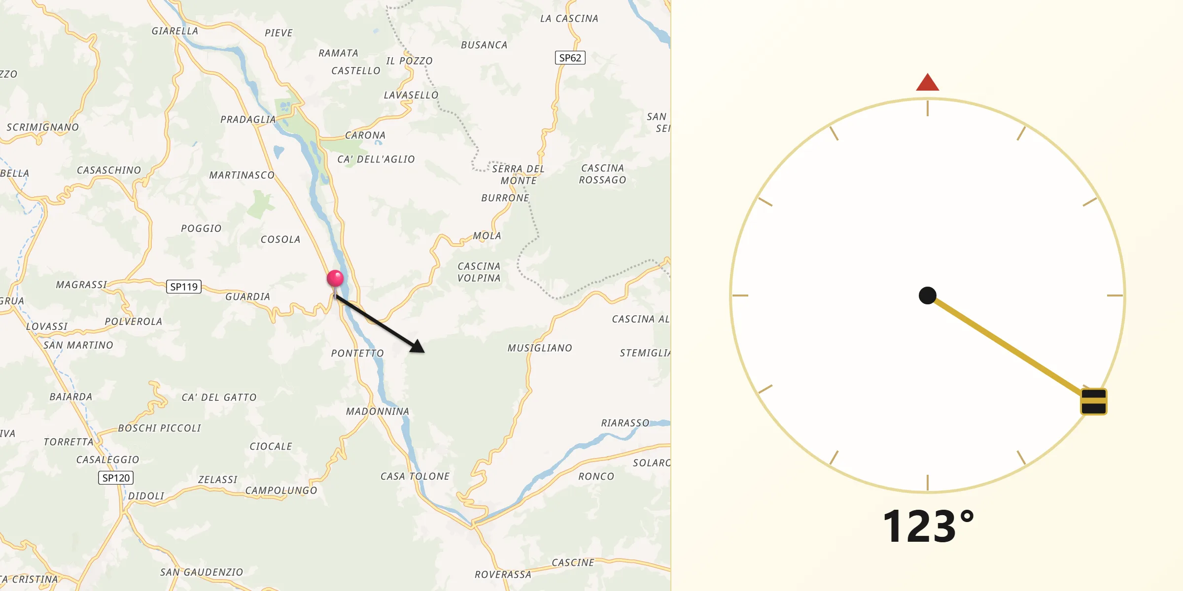 Direzione della Qibla da Brignano