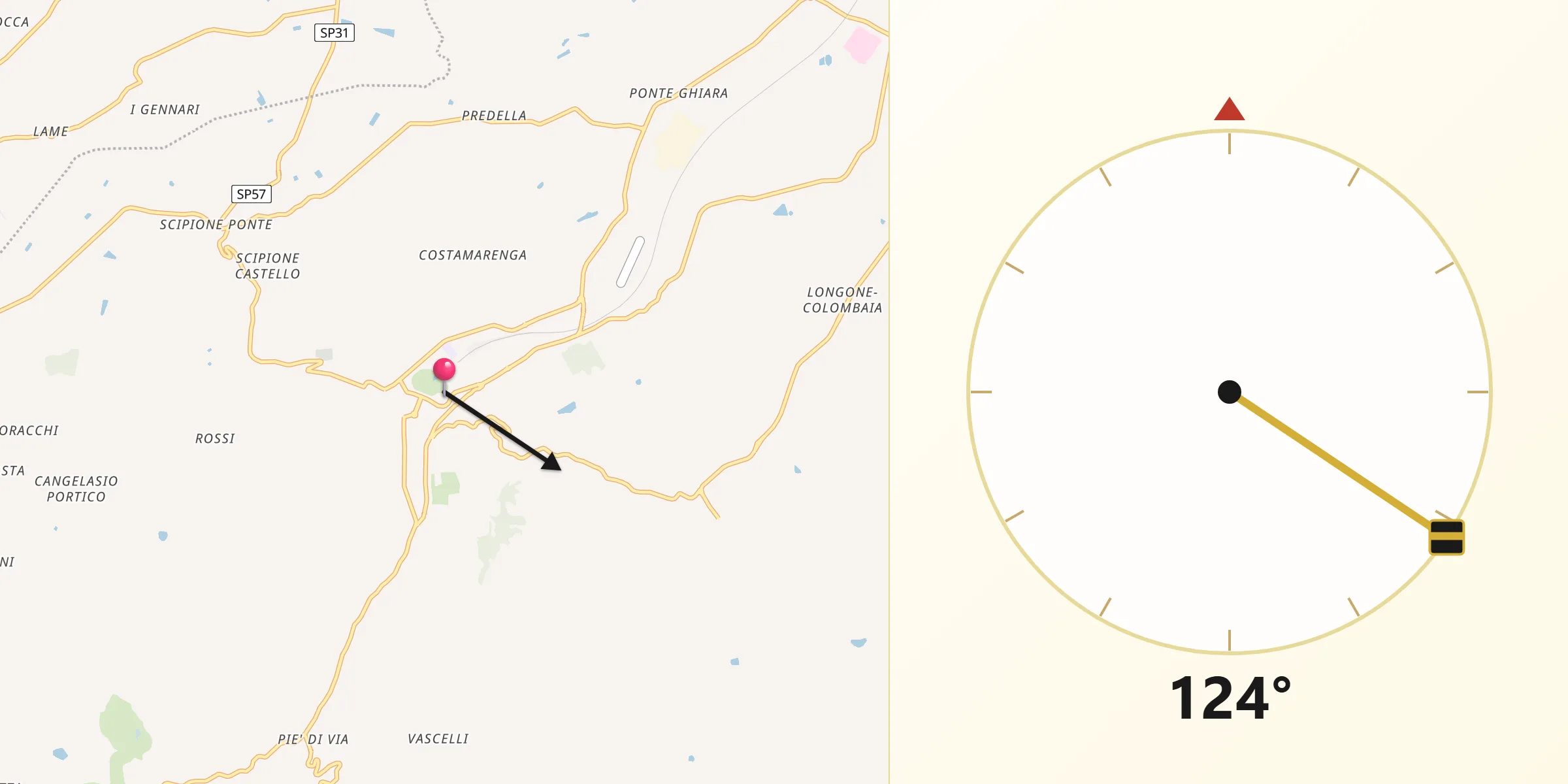 Direzione della Qibla da Salsomaggiore Terme