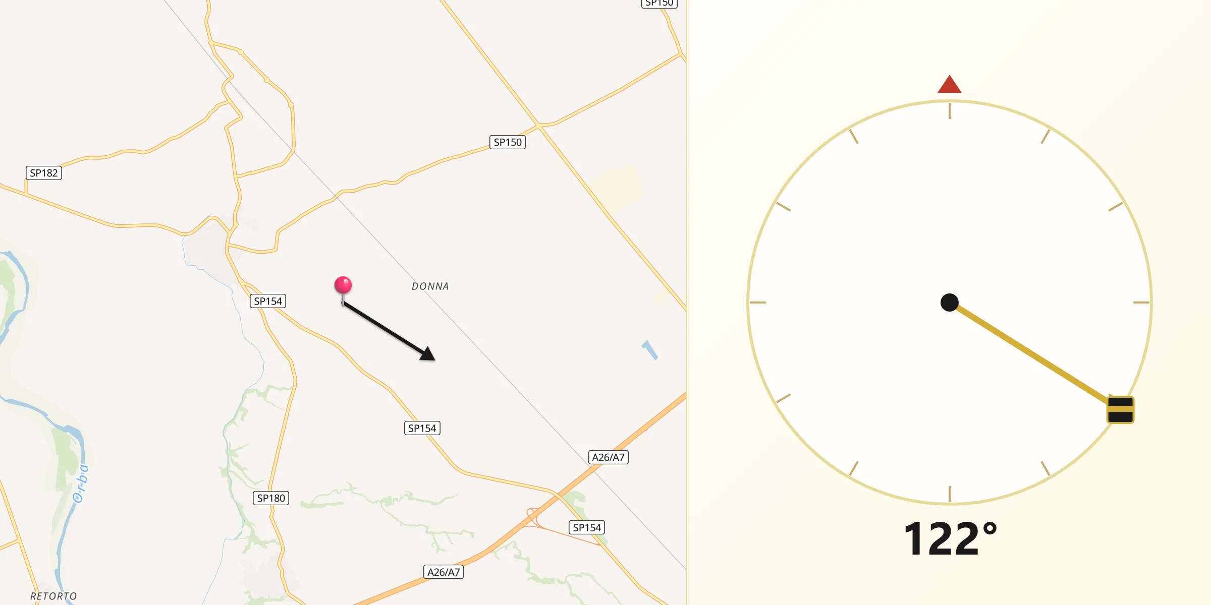 Direzione della Qibla da Provincia di Alessandria