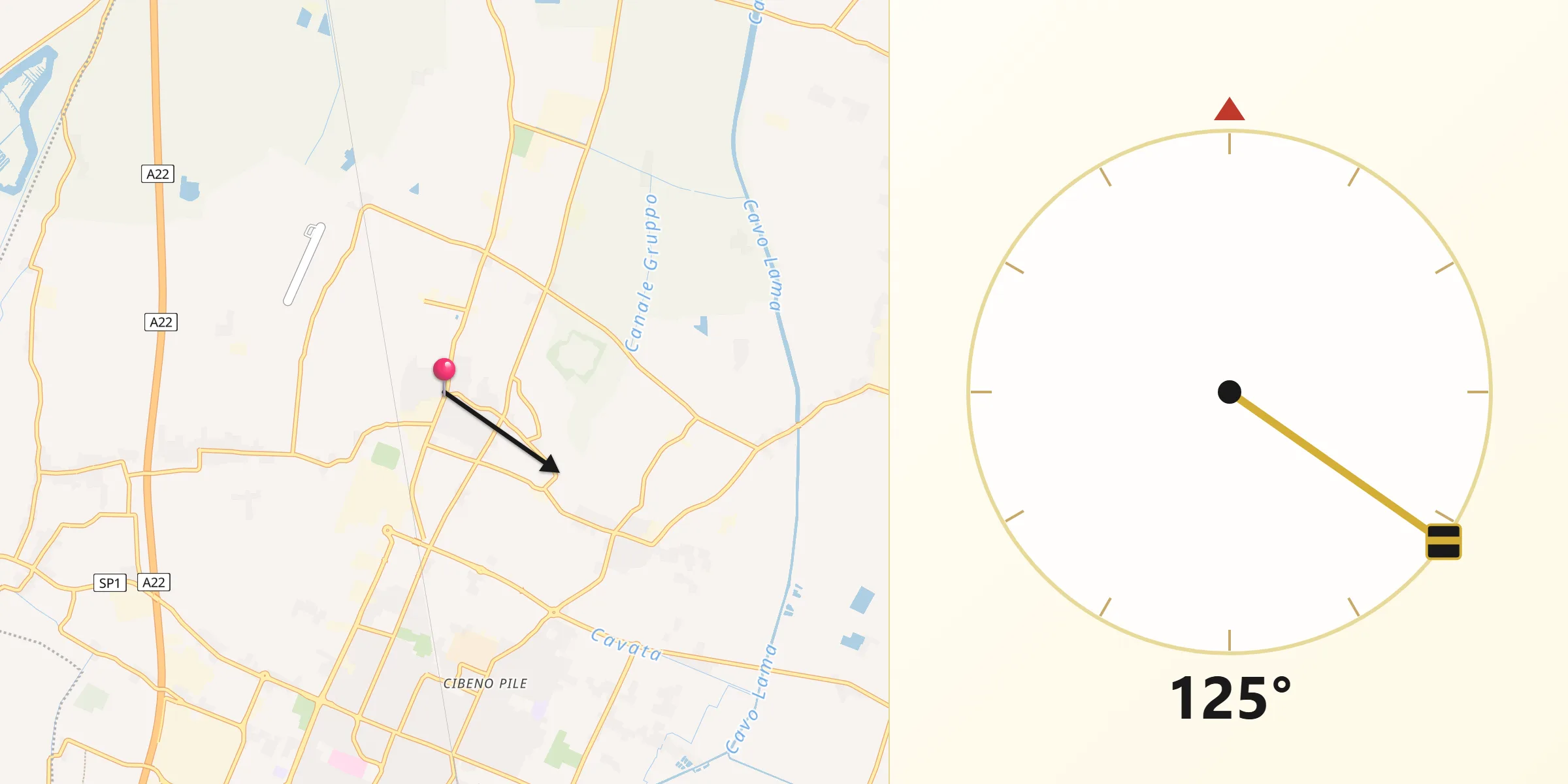 Direzione della Qibla da Fossoli