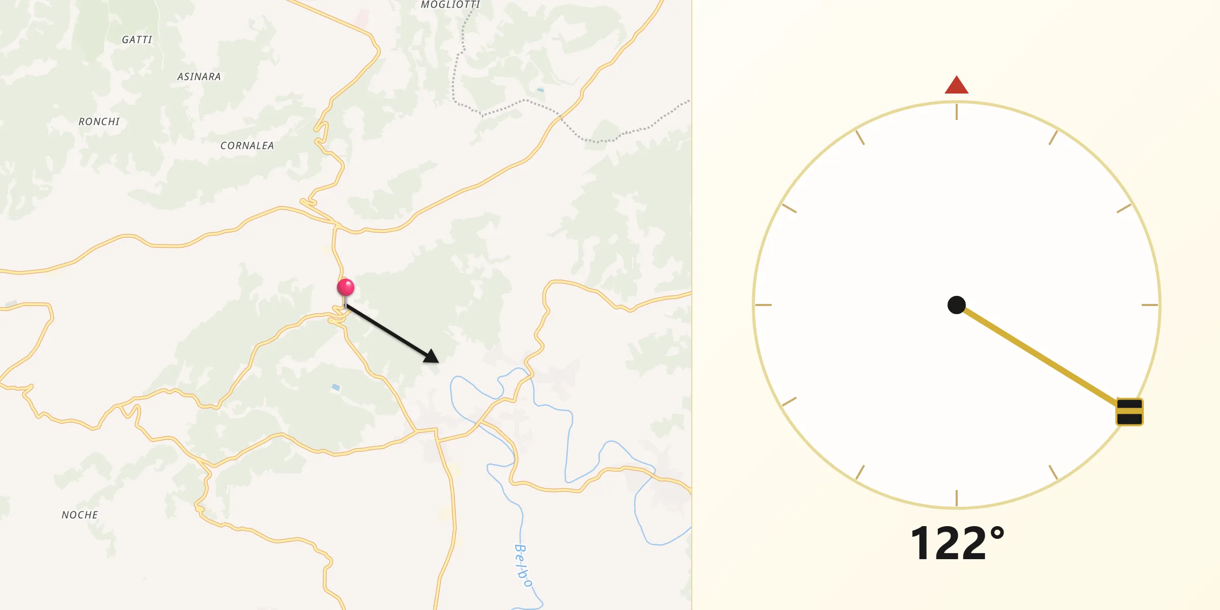 Direzione della Qibla da Cortiglione