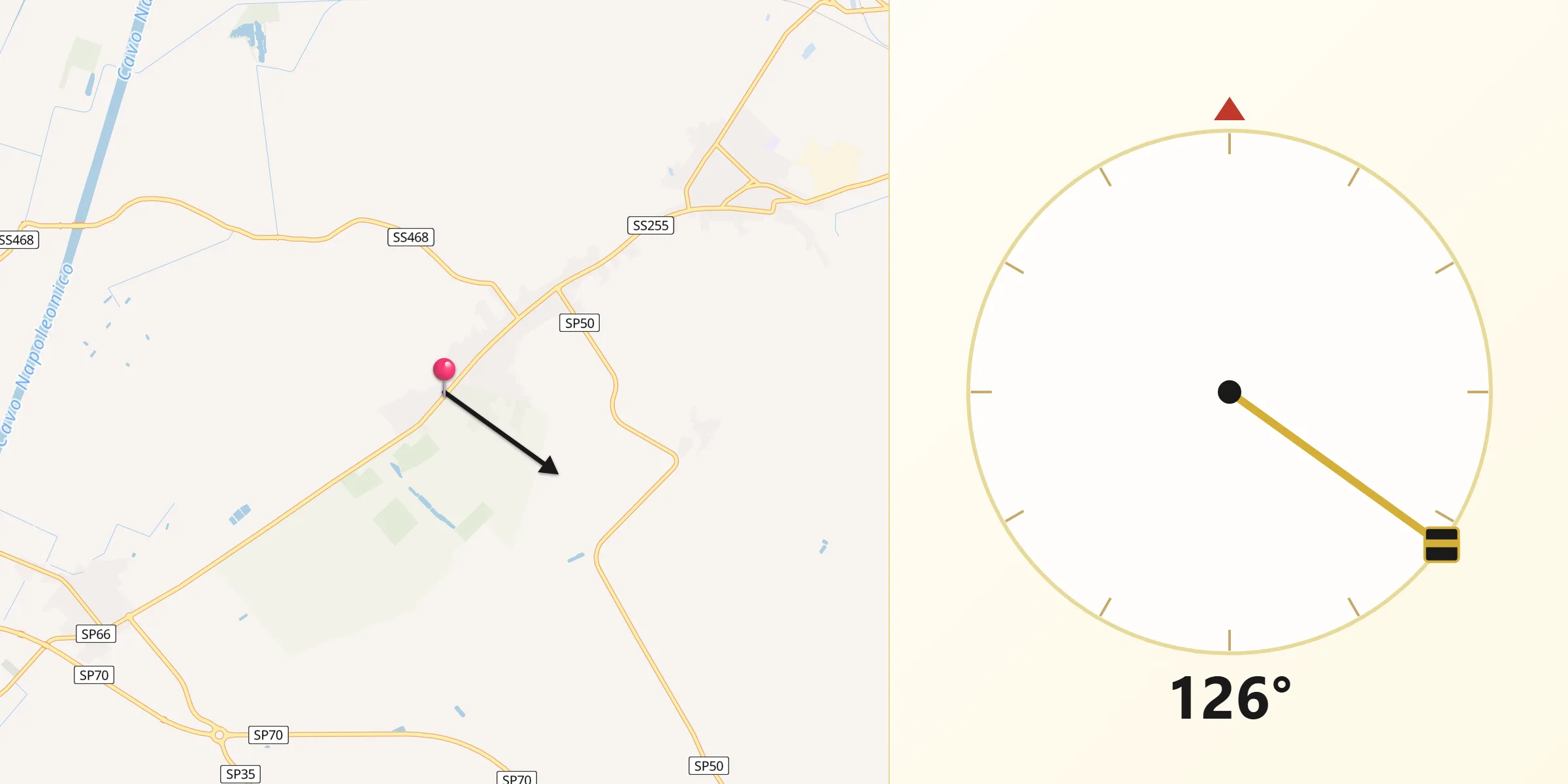 Direzione della Qibla da Mirabello