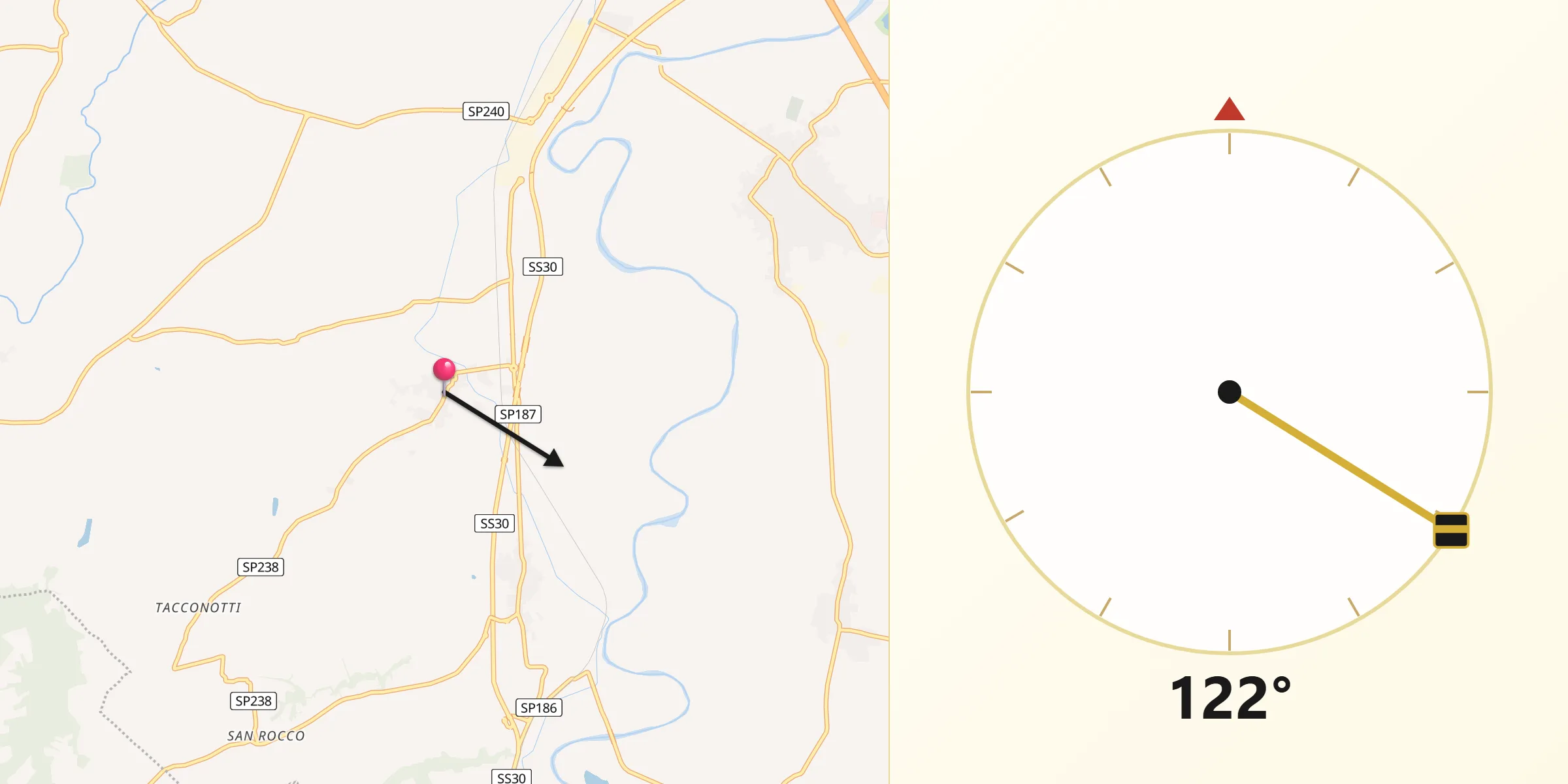 Direzione della Qibla da Frascaro