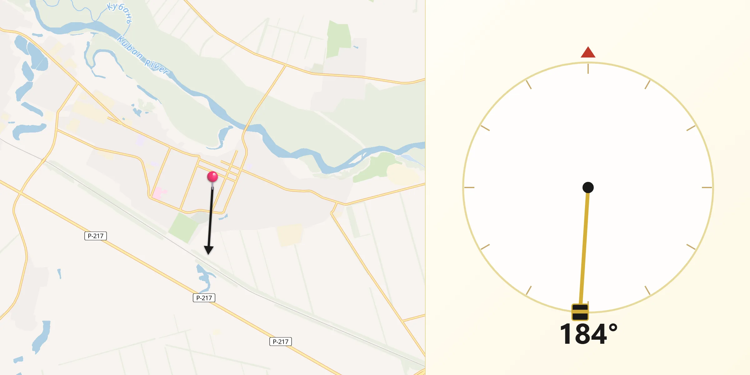 Направление Киблы из Uspenskoye