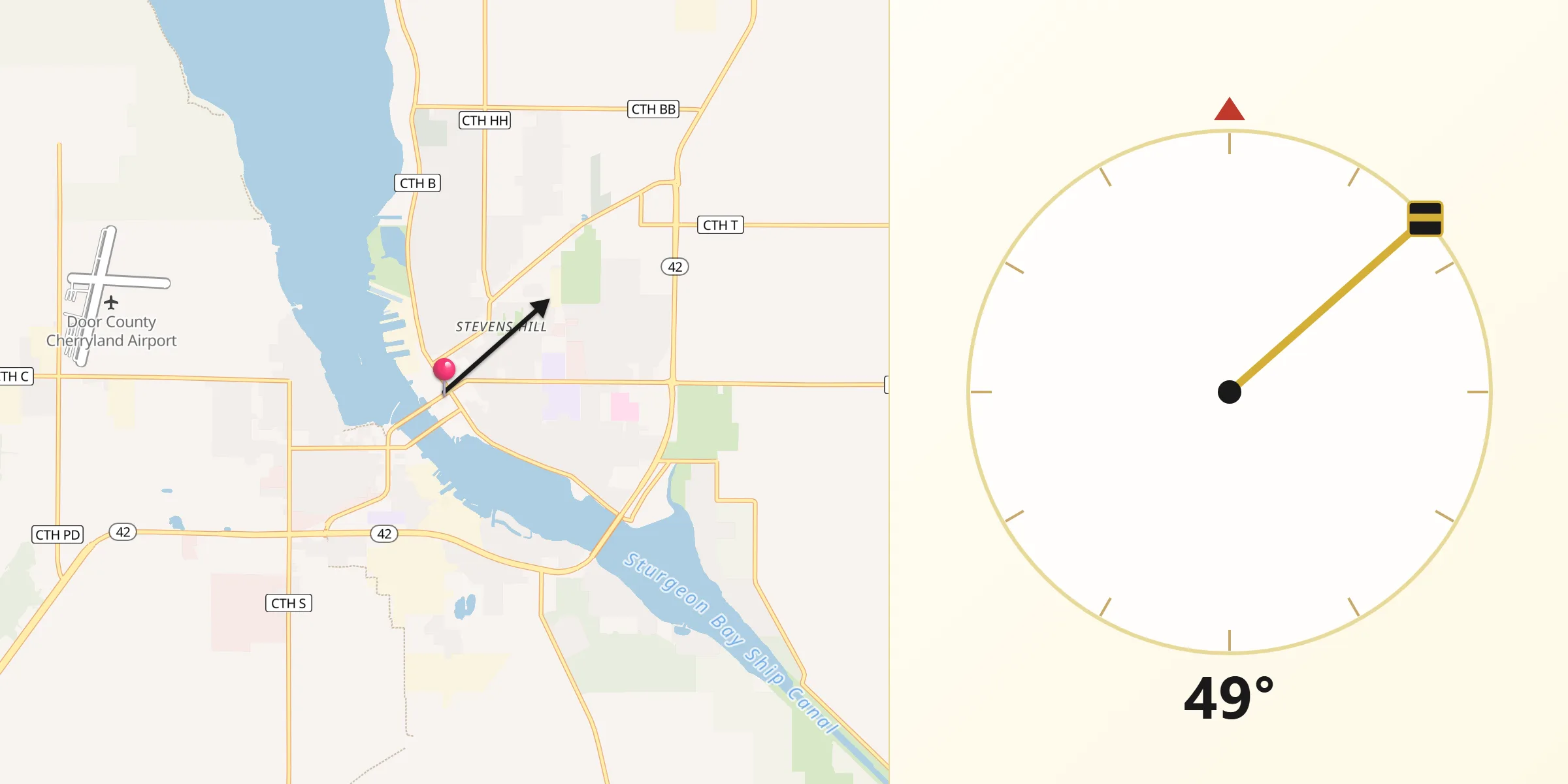 Qibla Direction from Sturgeon Bay