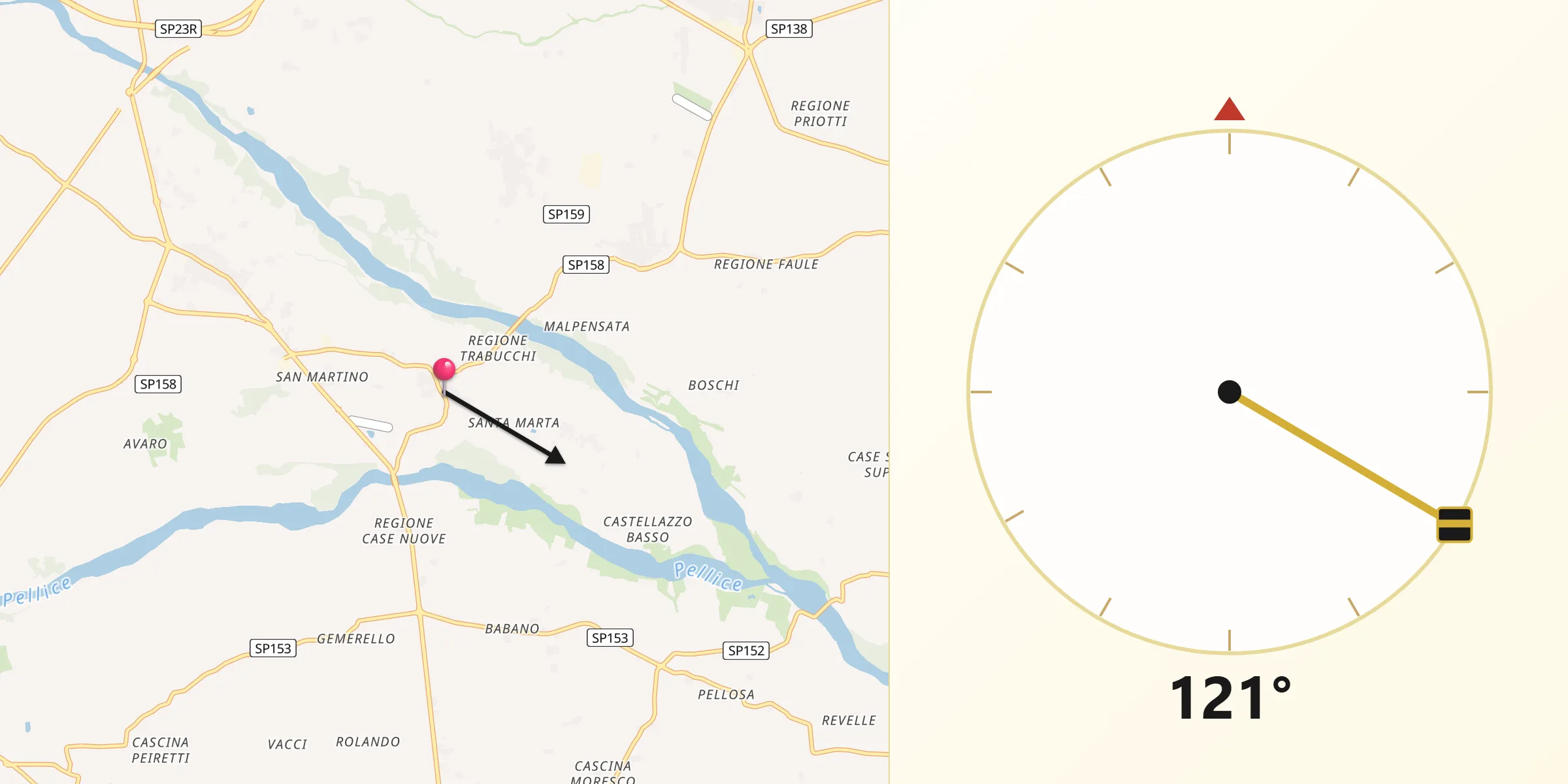 Direzione della Qibla da Garzigliana