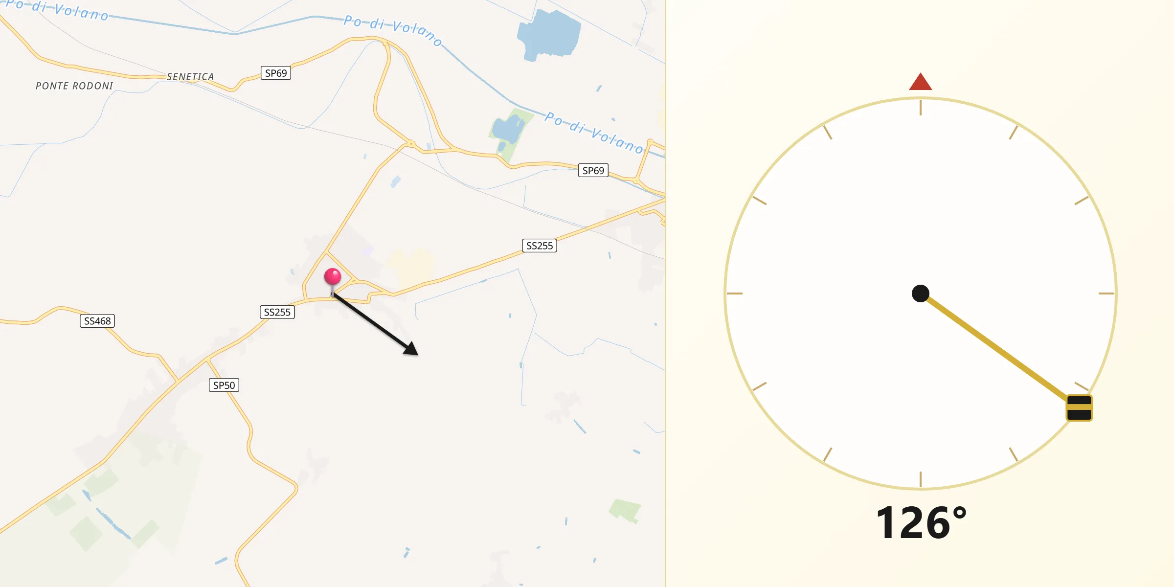 Direzione della Qibla da Vigarano Mainarda