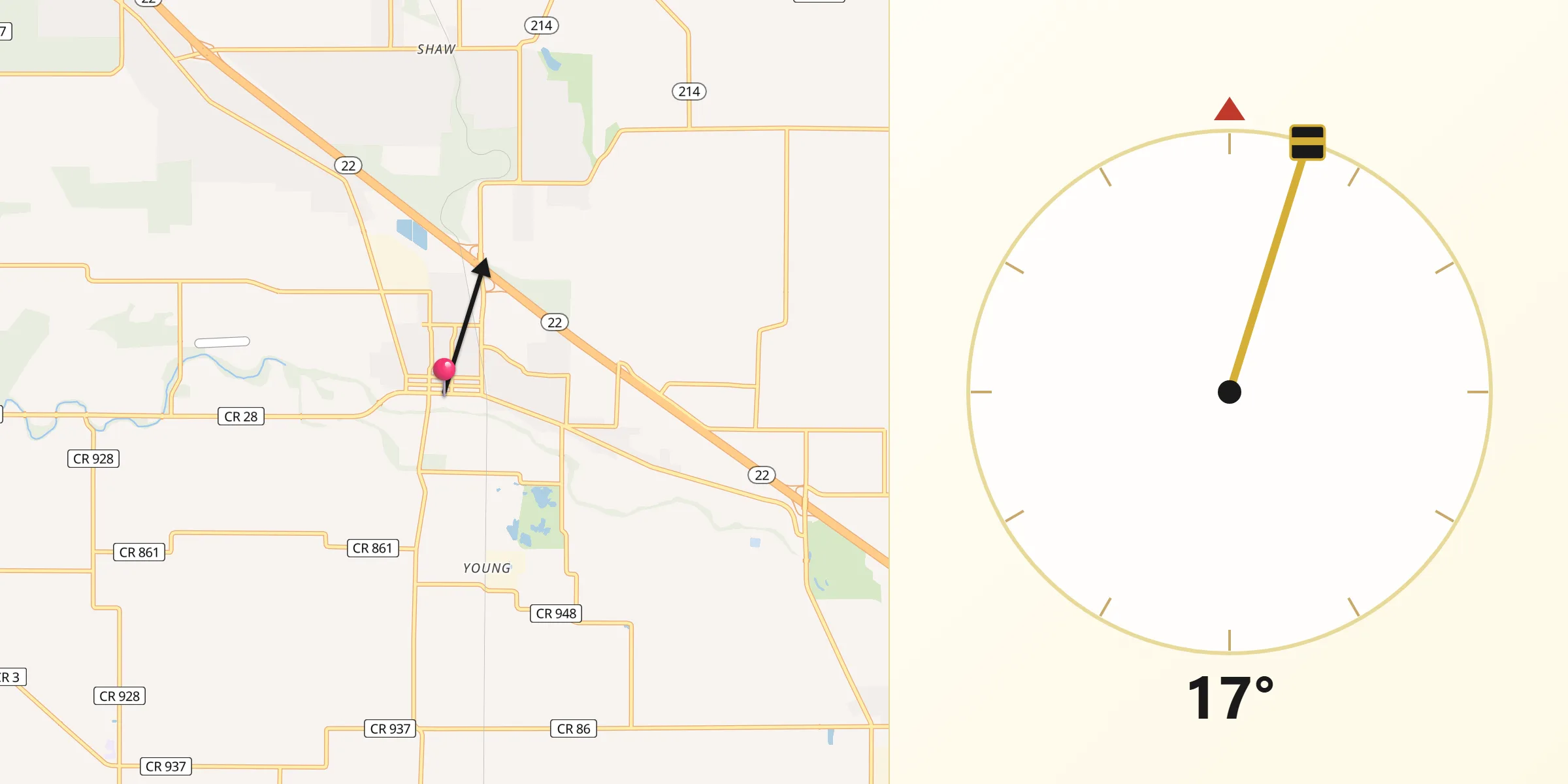 Qibla Direction from Aumsville