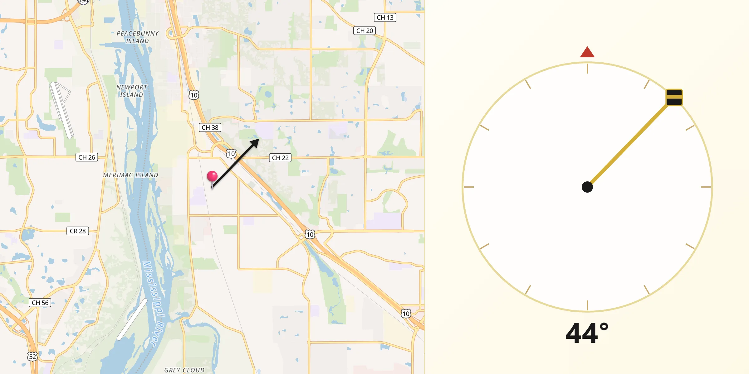 Qibla Direction from Saint Paul Park