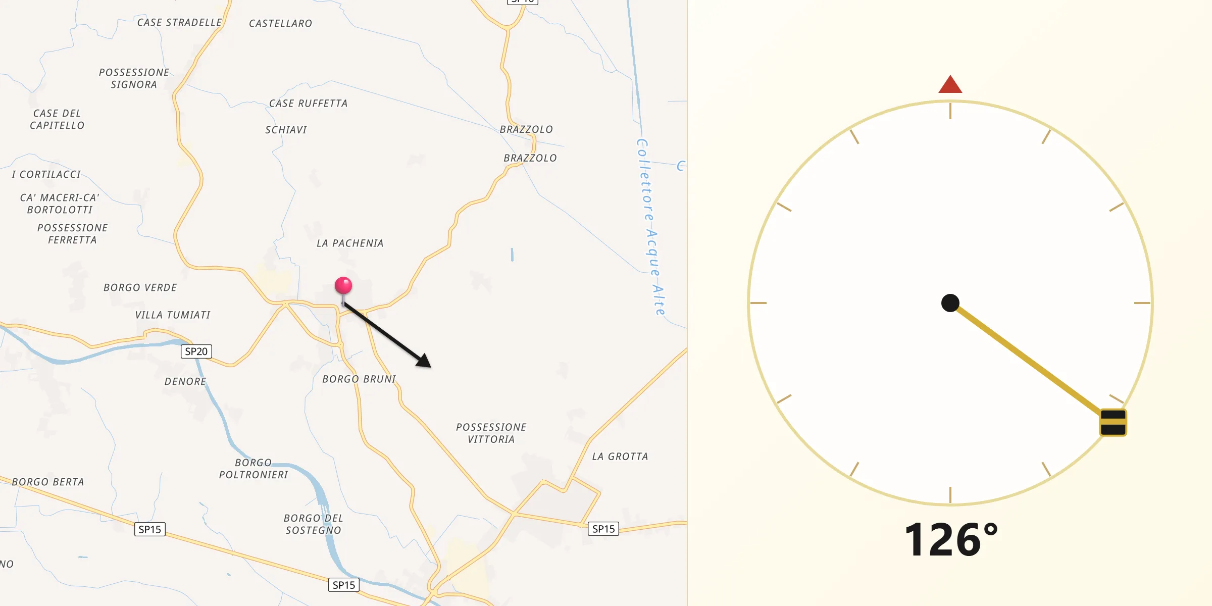 Direzione della Qibla da Formignana