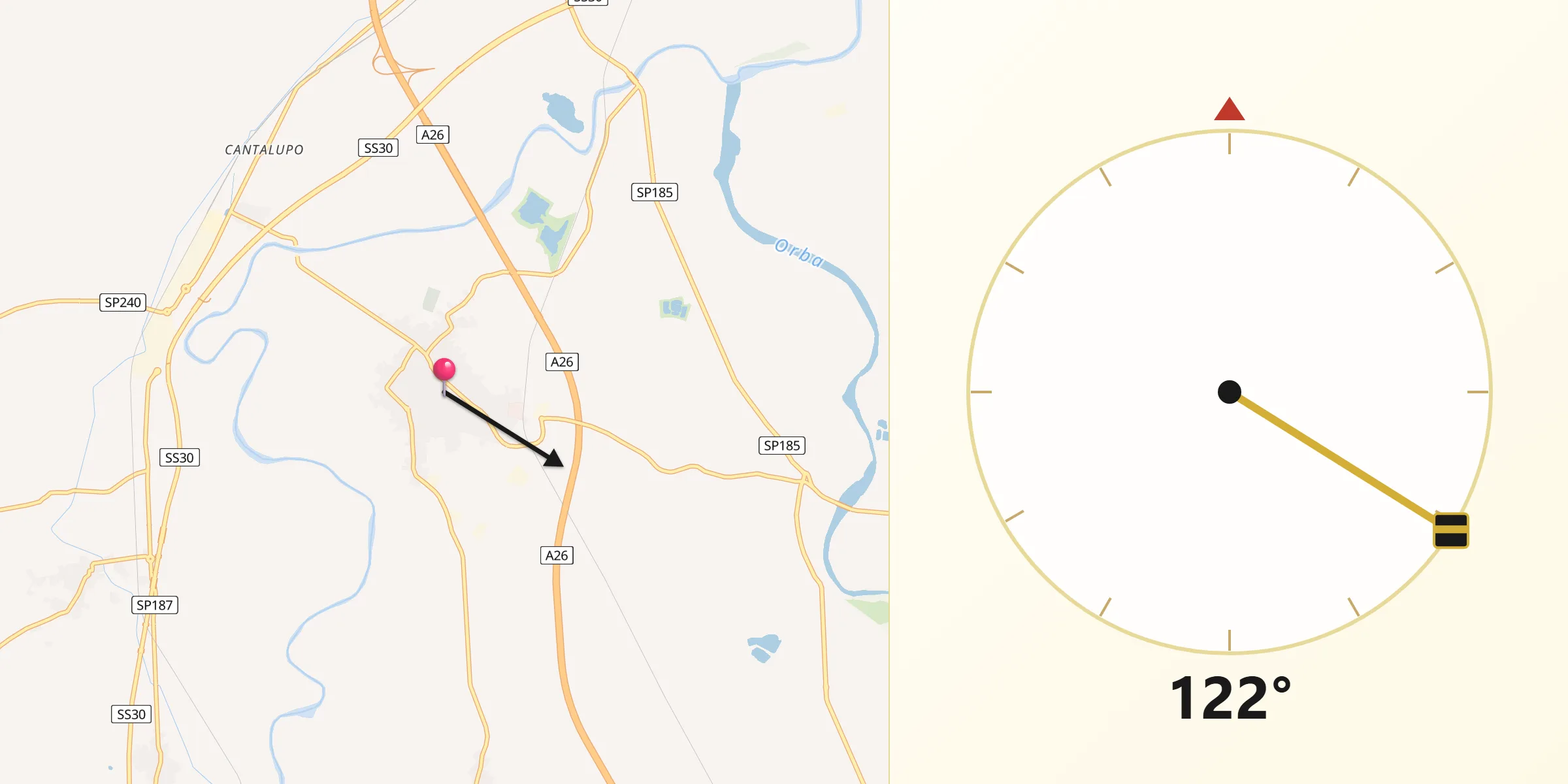 Direzione della Qibla da Castellazzo Bormida